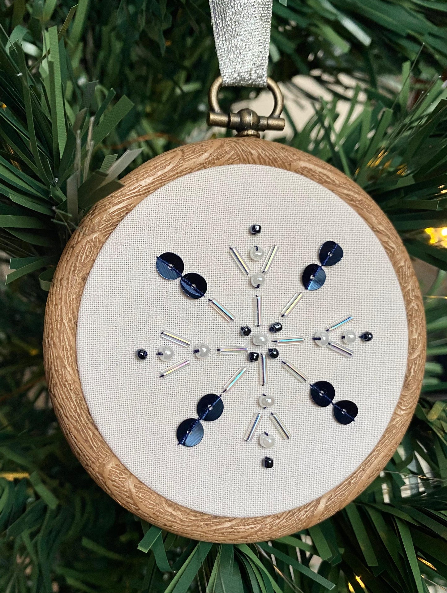 Snowflake Decoration - Cream & Dark Blue
