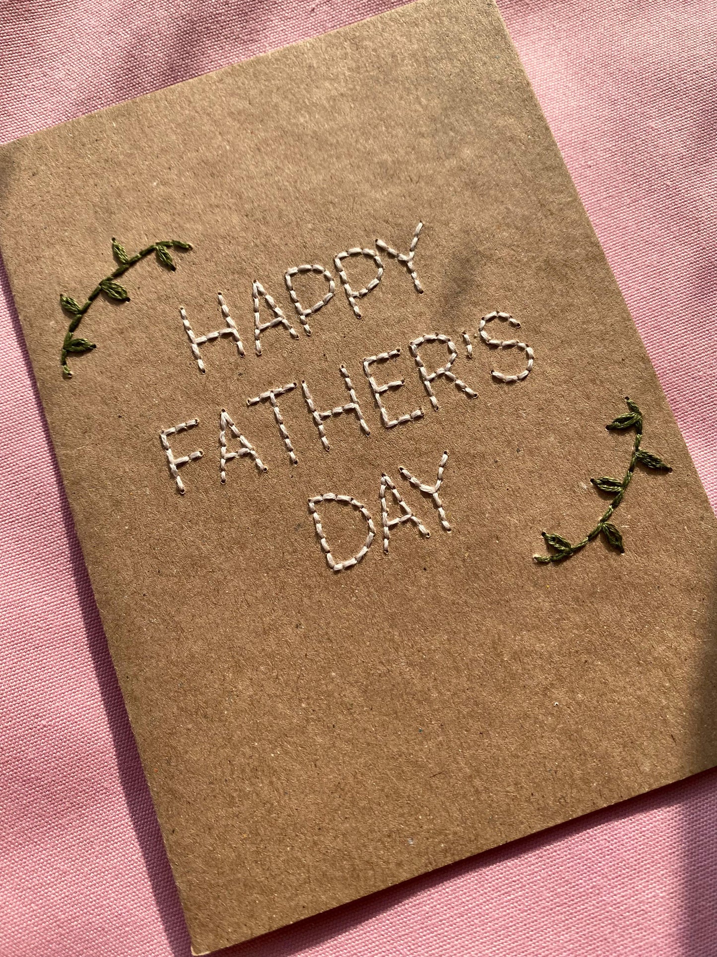 Hand Embroidered Card - Happy Father's Day