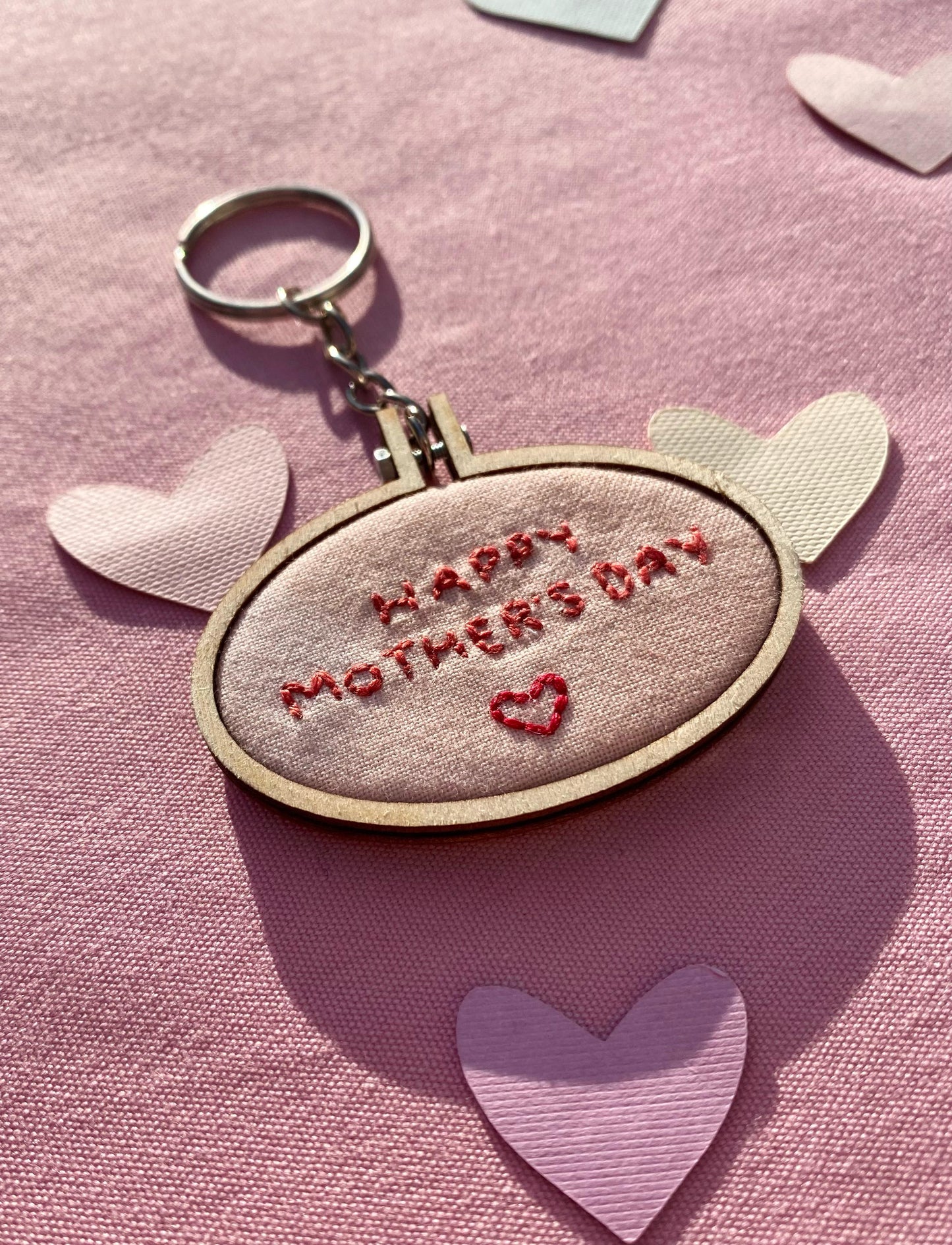 'Happy Mother's Day' Hand Embroidered Keyring