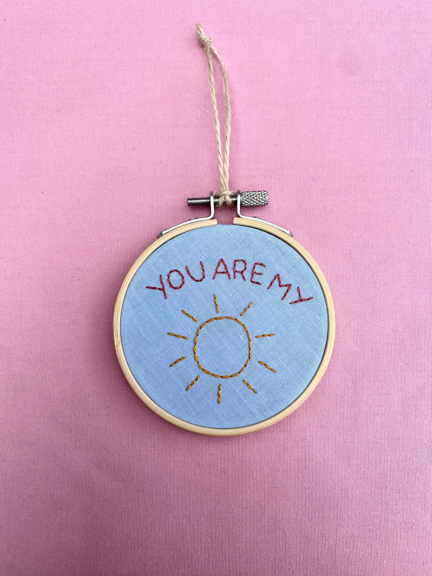 'You Are My Sunshine' Hand Embroidered Mini Wall Hanging