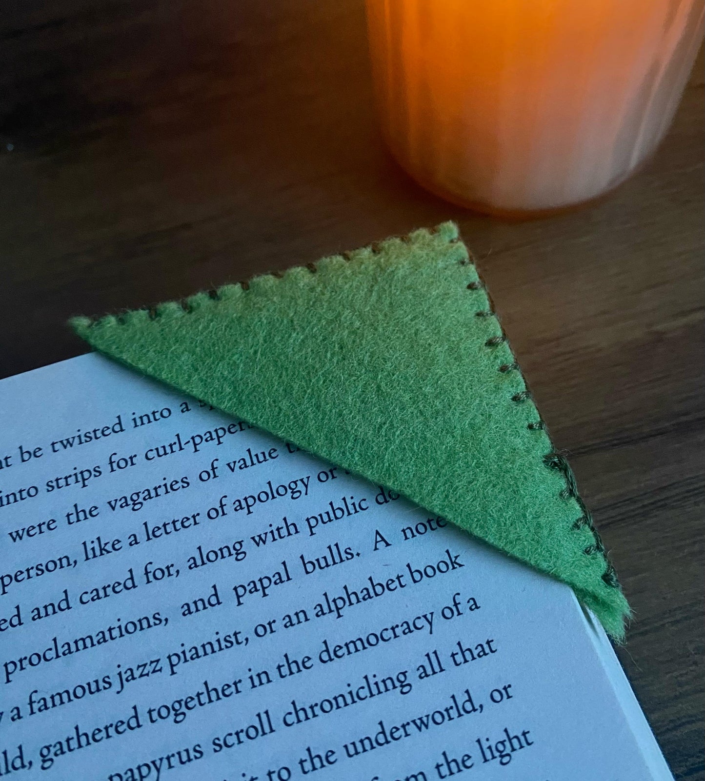 Hand Embroidered Bookmark - Green (Plain)