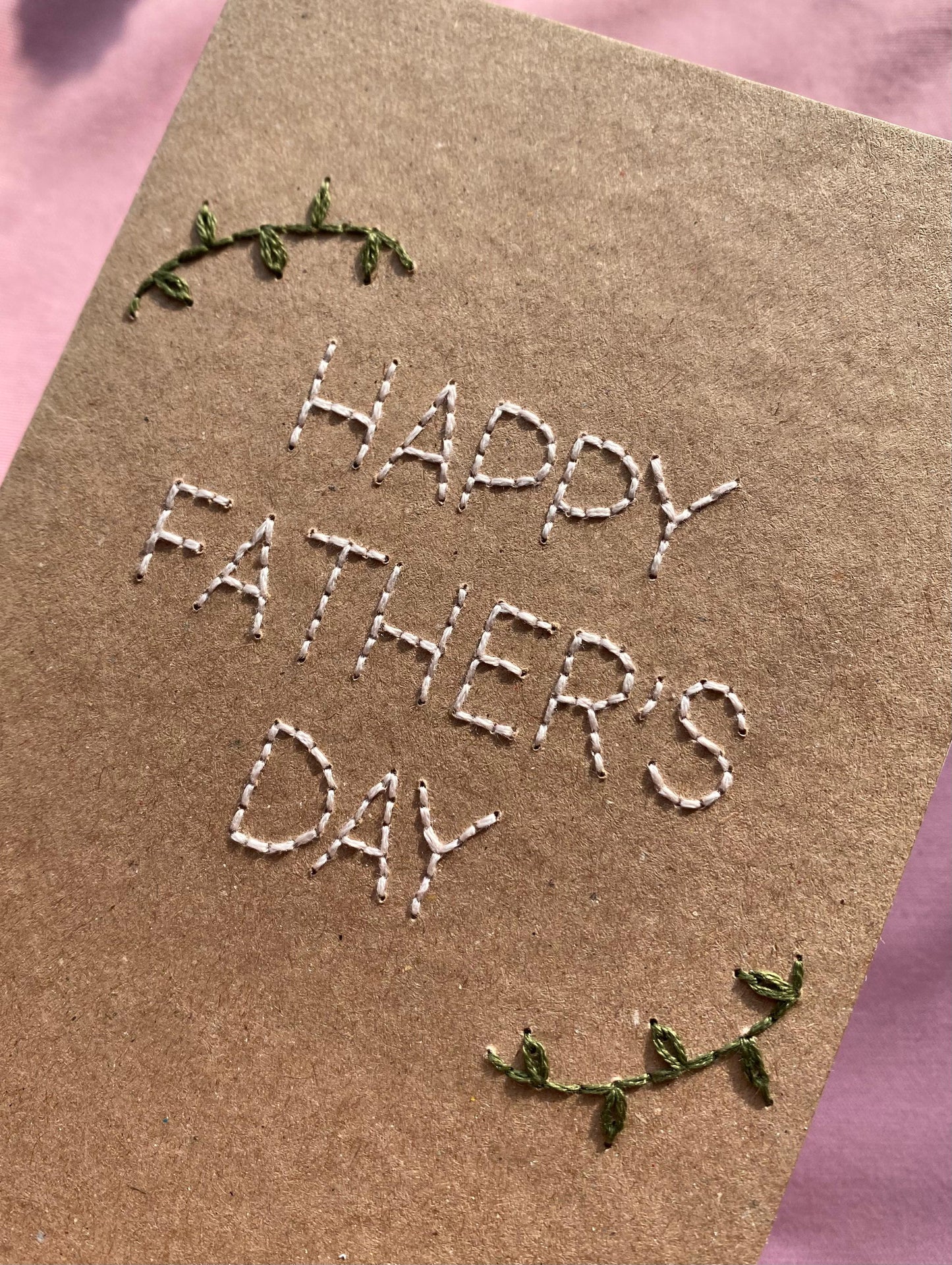 Hand Embroidered Card - Happy Father's Day