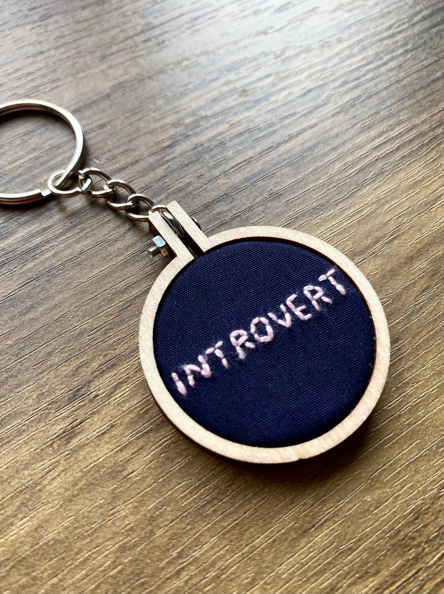 Hand Embroidered Keyring - Introvert