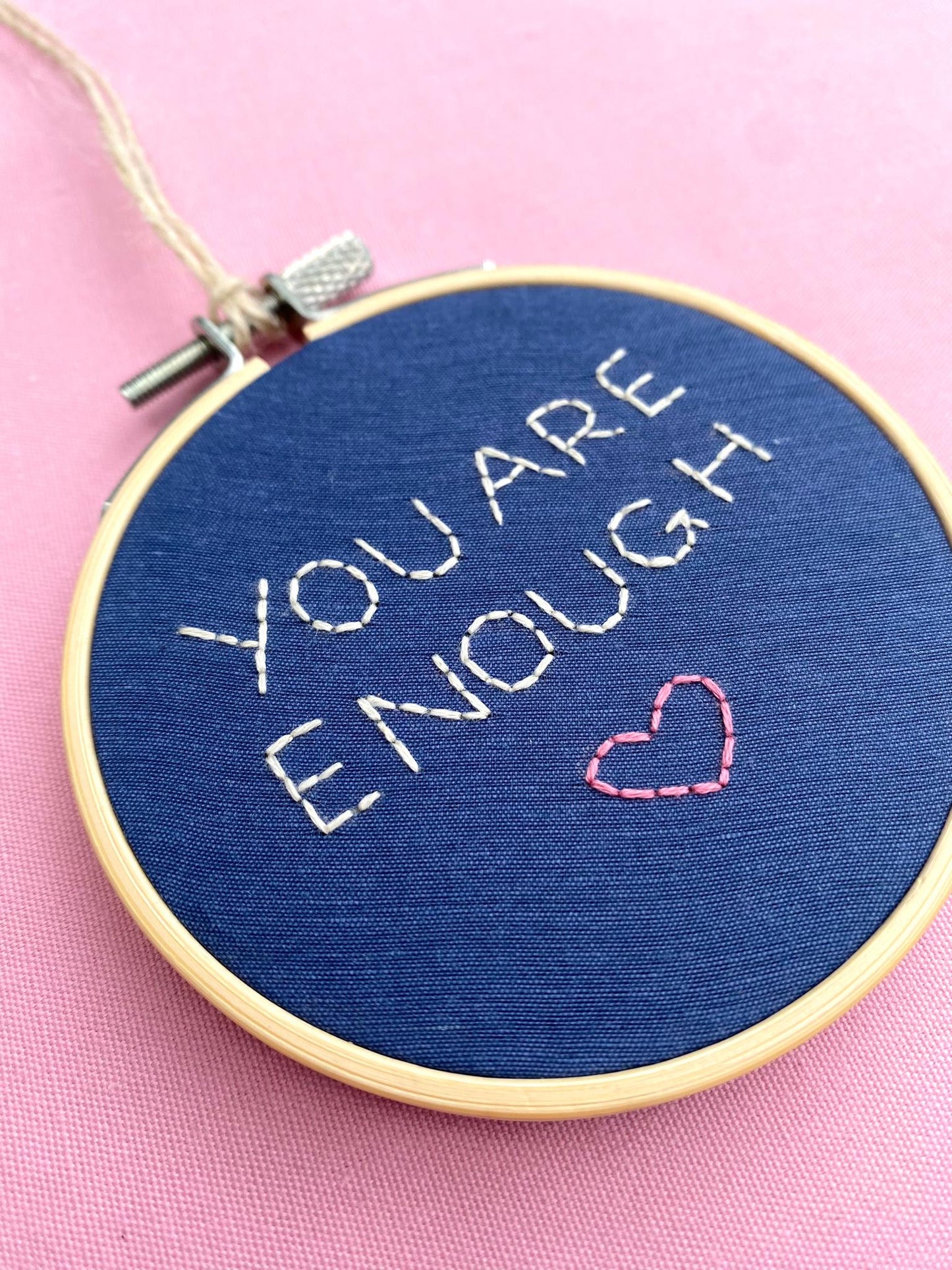 'You Are Enough' Hand Embroidered Mini Wall Hanging