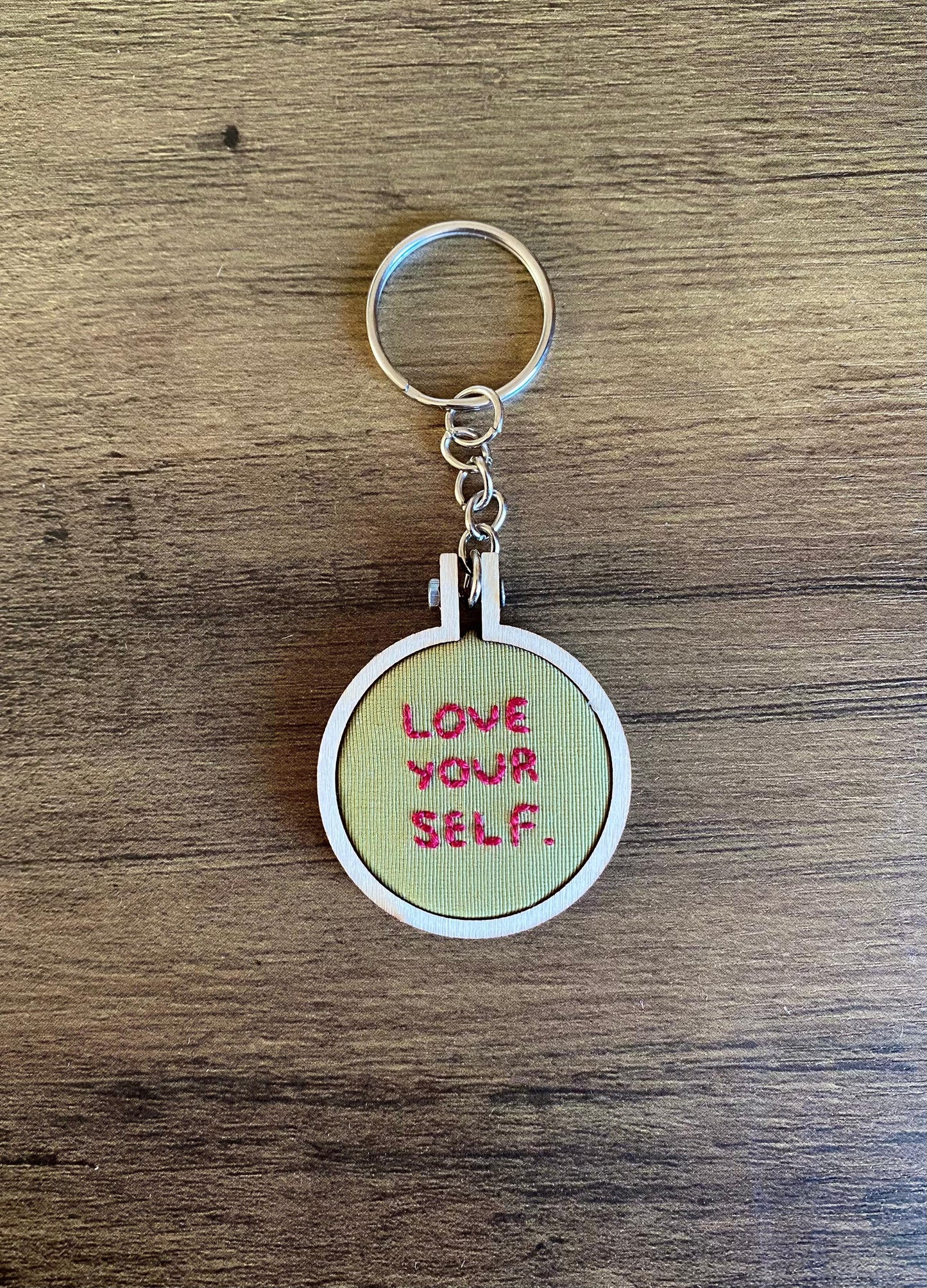 Hand Embroidered Keyring - Love Yourself