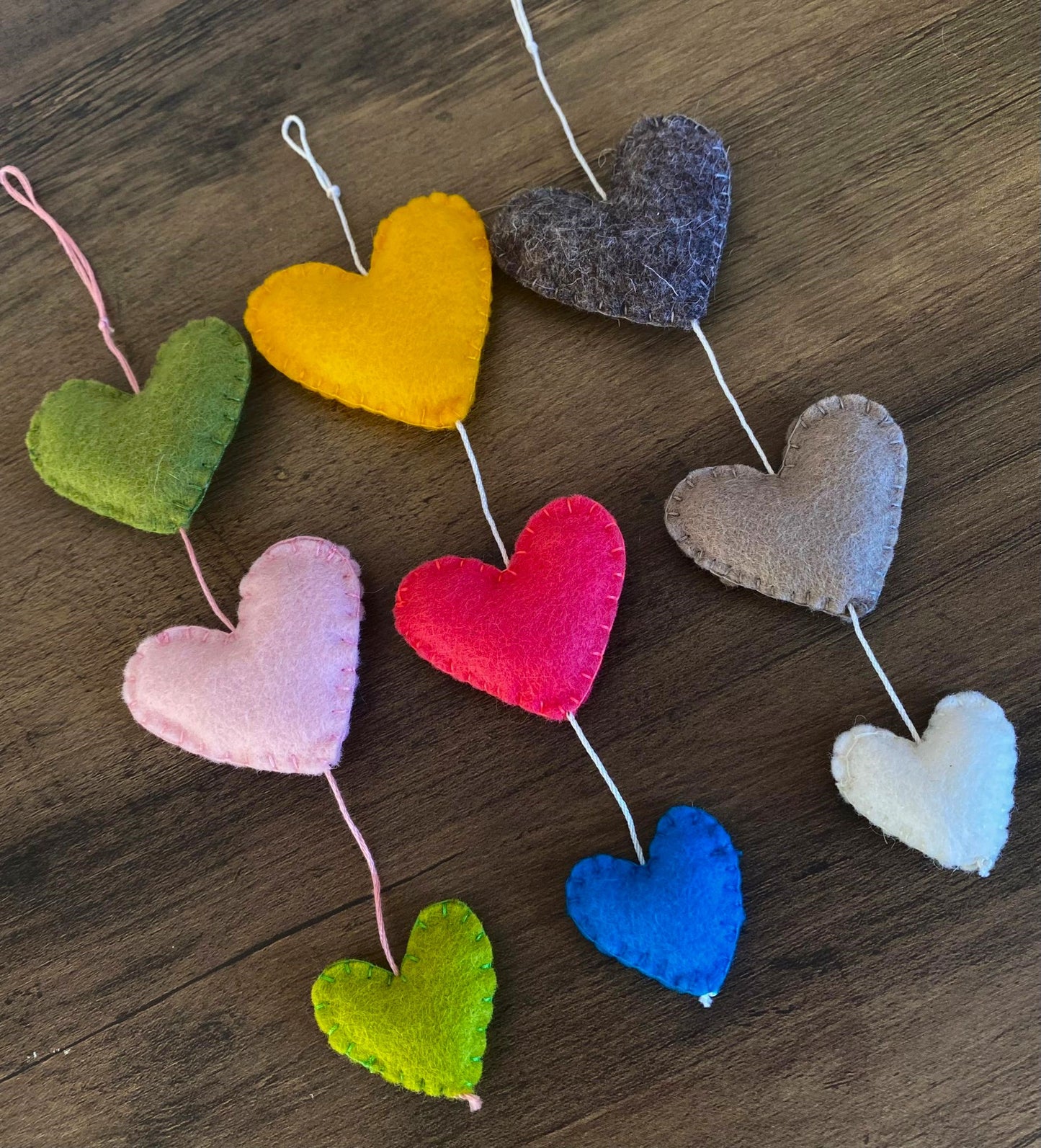 Hearts Hanging Decoration - Neutral