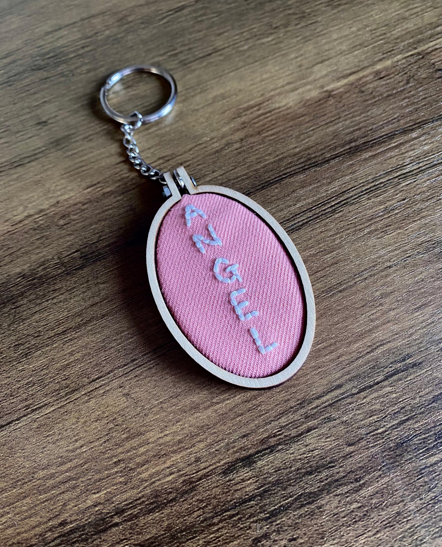 Hand Embroidered Keyring - Angel