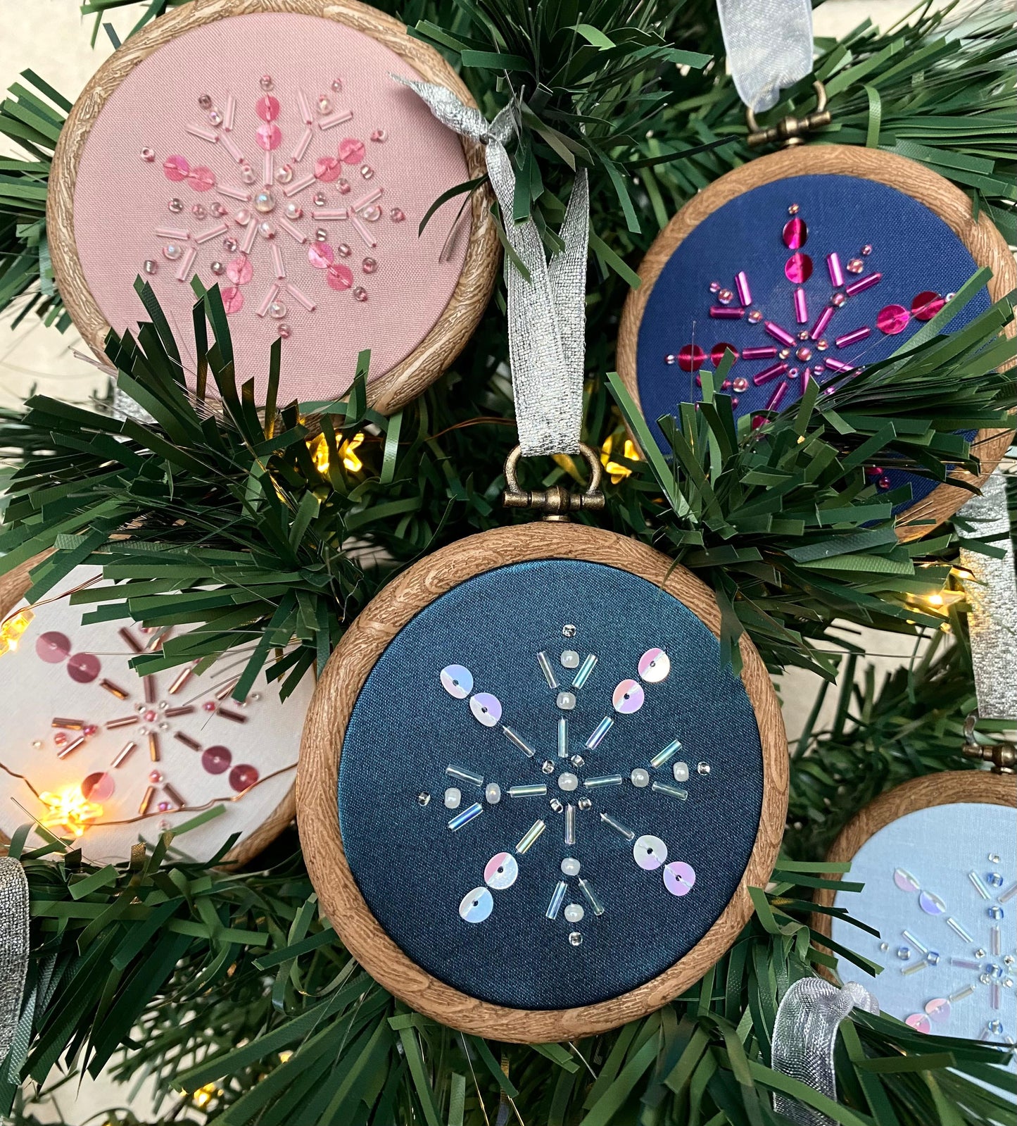 Snowflake Decoration - Cream & Dark Blue