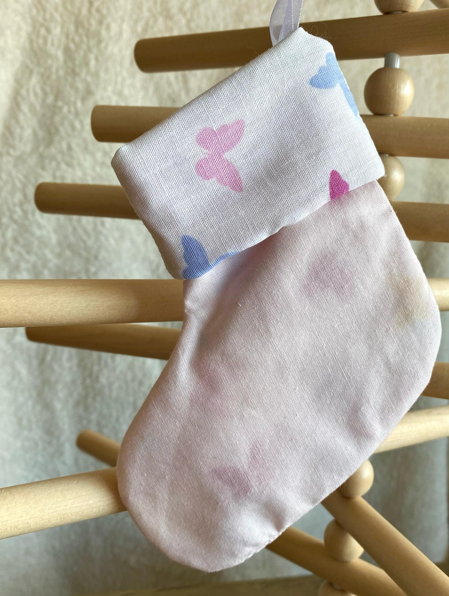 Mini Stocking - Pale Pink & Butterfly