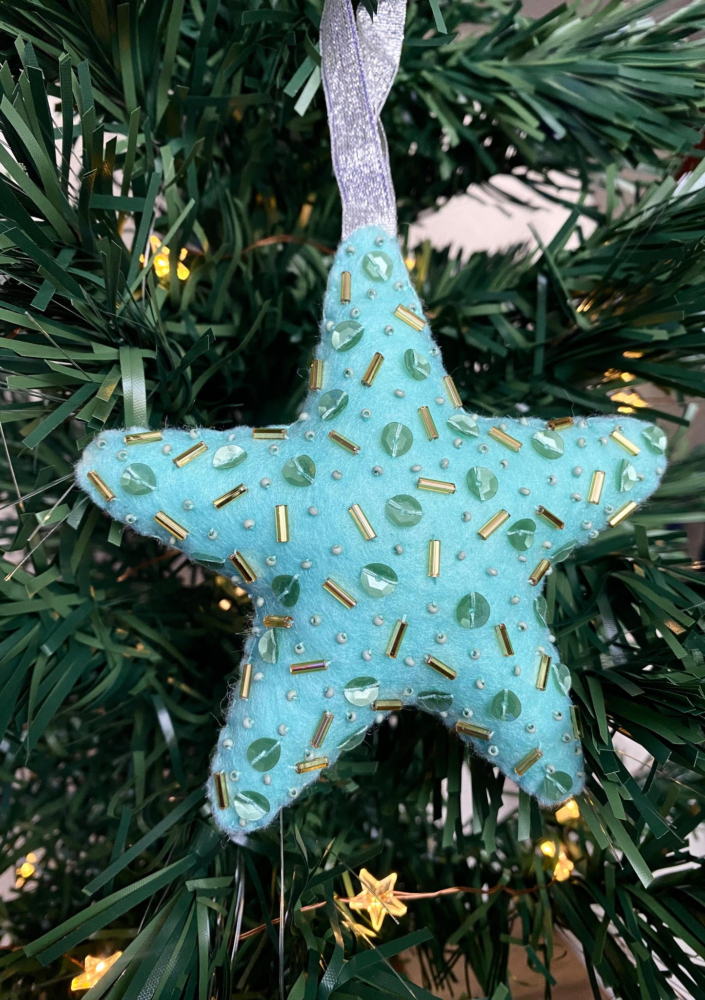 Sparkly Star Decoration - Mint Green