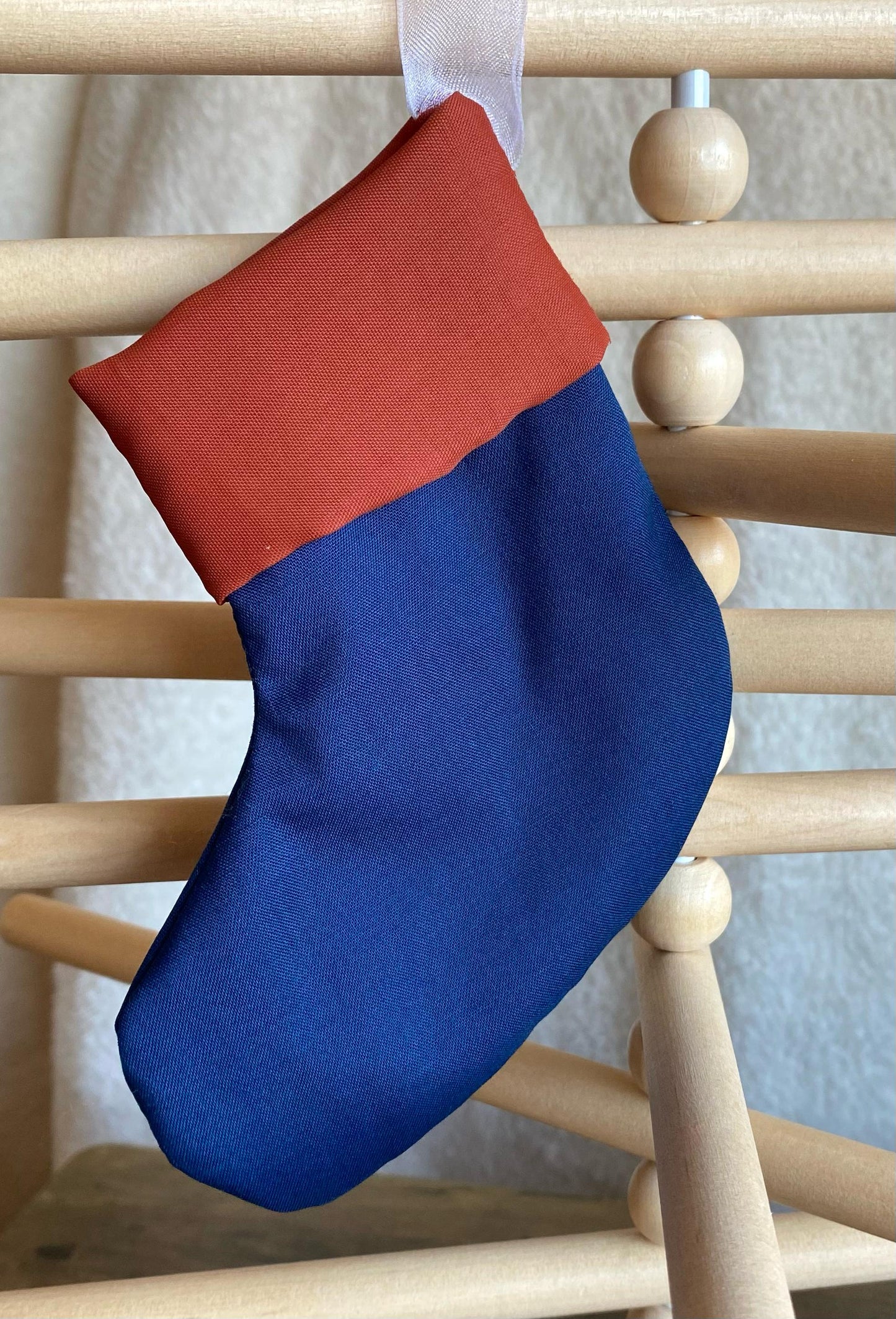 Mini Stocking - Blue & Burnt Orange