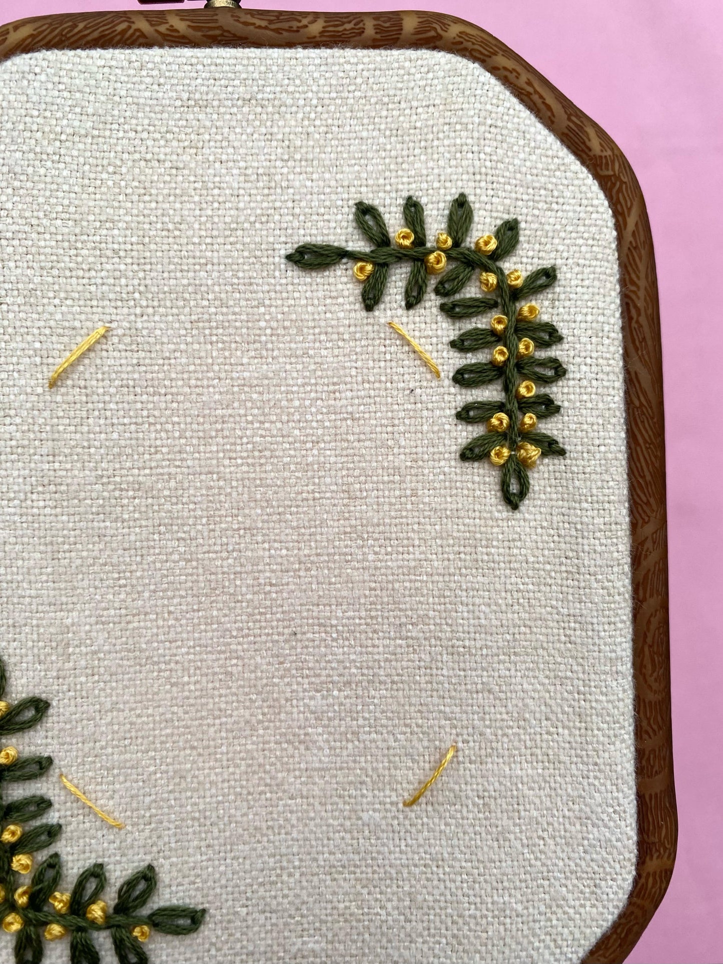 Hand Embroidered Photo Frame - Irregular Octagon Shape - Foliage