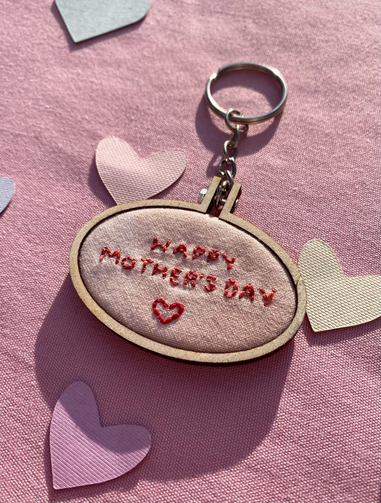 'Happy Mother's Day' Hand Embroidered Keyring