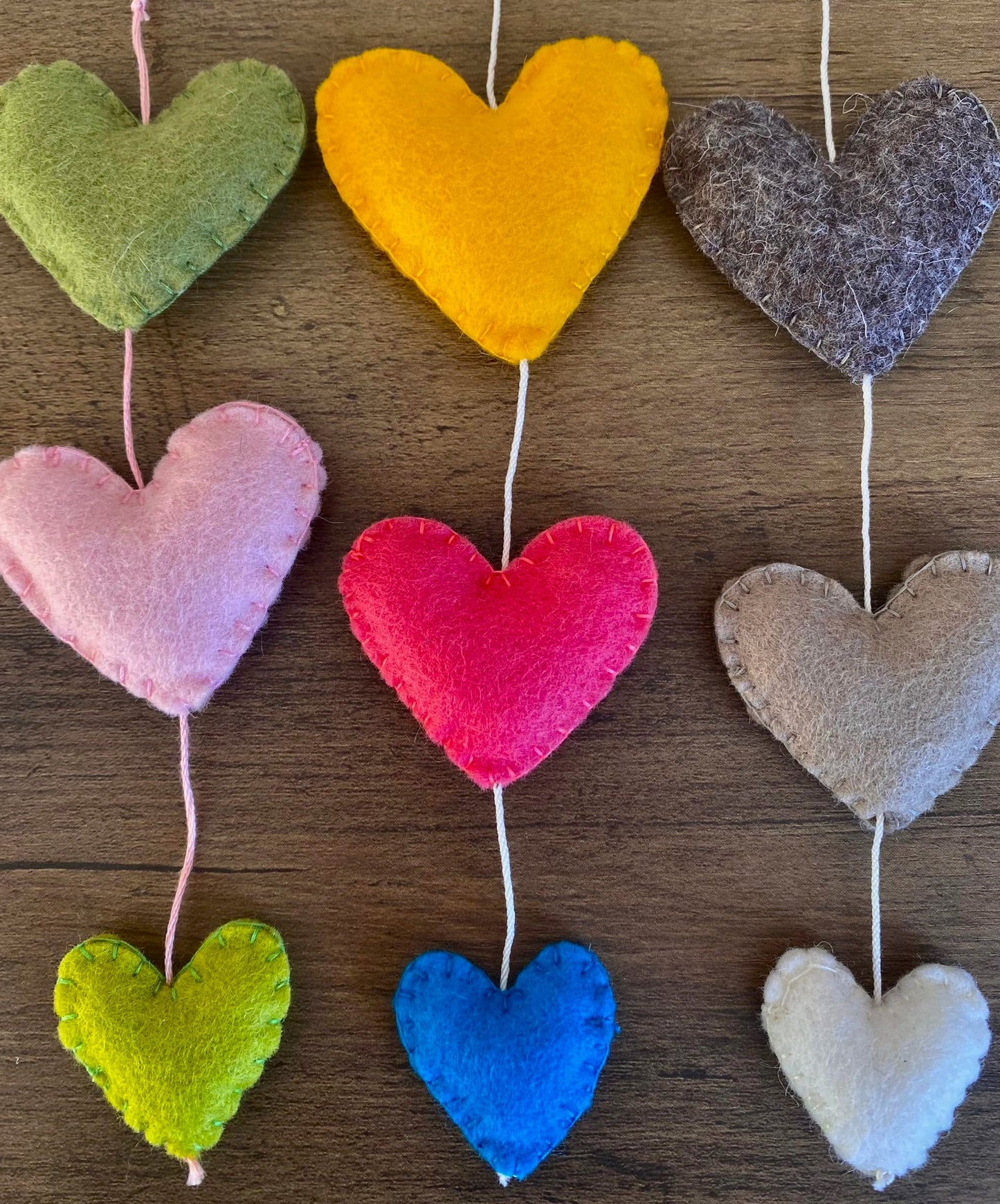 Hearts Hanging Decoration - Neutral