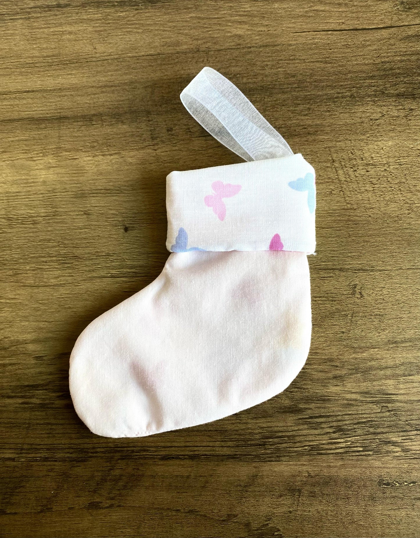 Mini Stocking - Pale Pink & Butterfly
