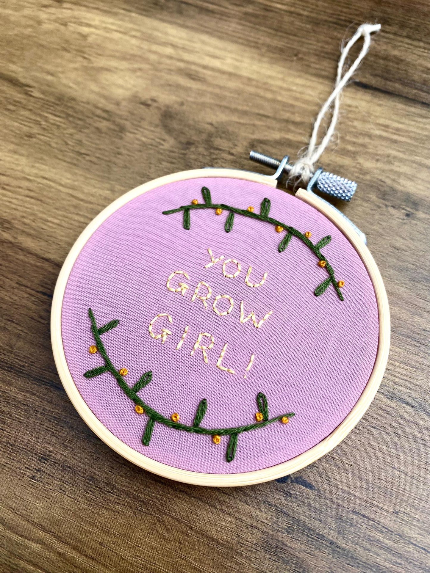 'You Grow Girl' Hand Embroidered Mini Wall Hanging
