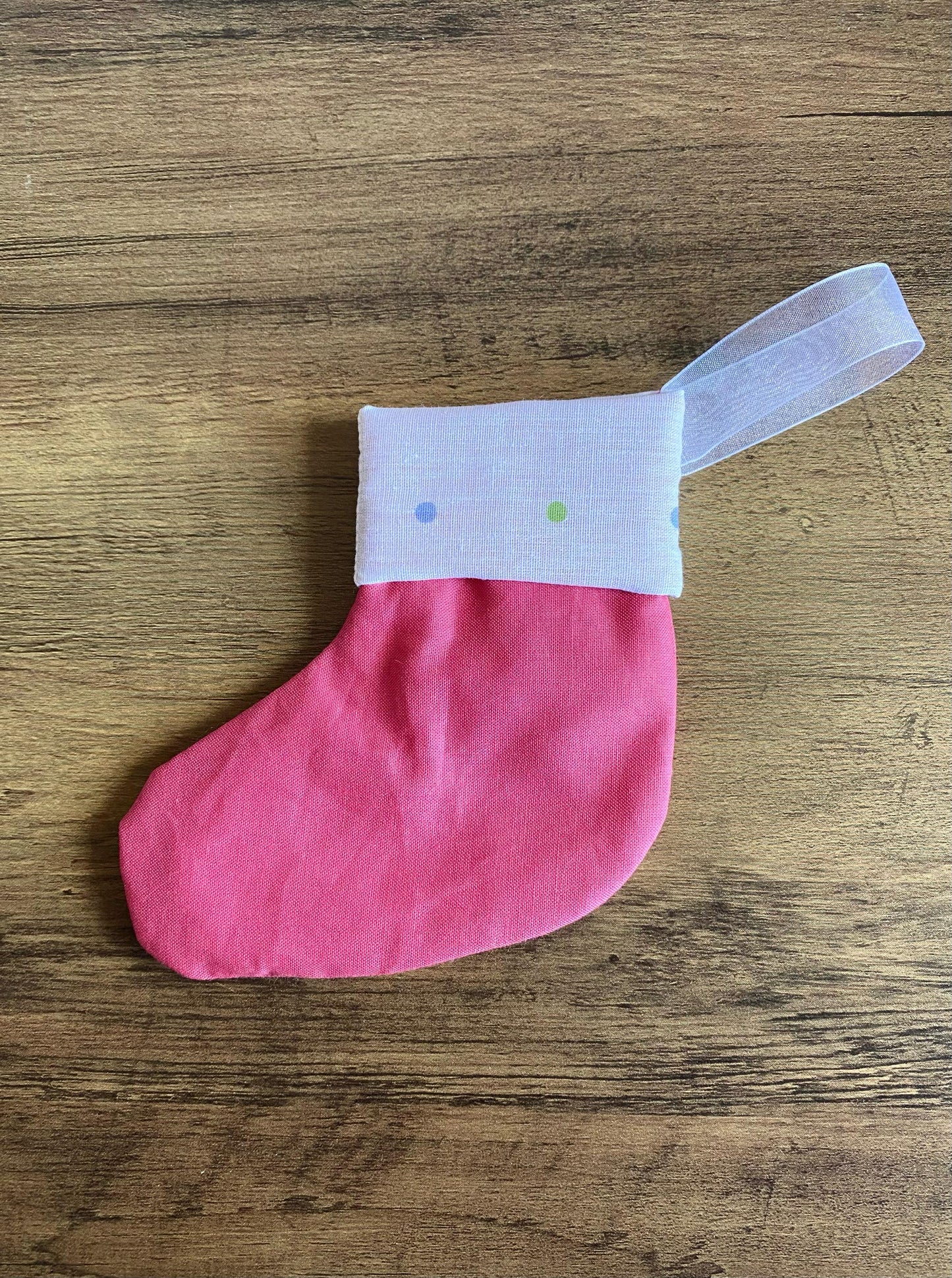 Mini Stocking - Bright Pink & Spots