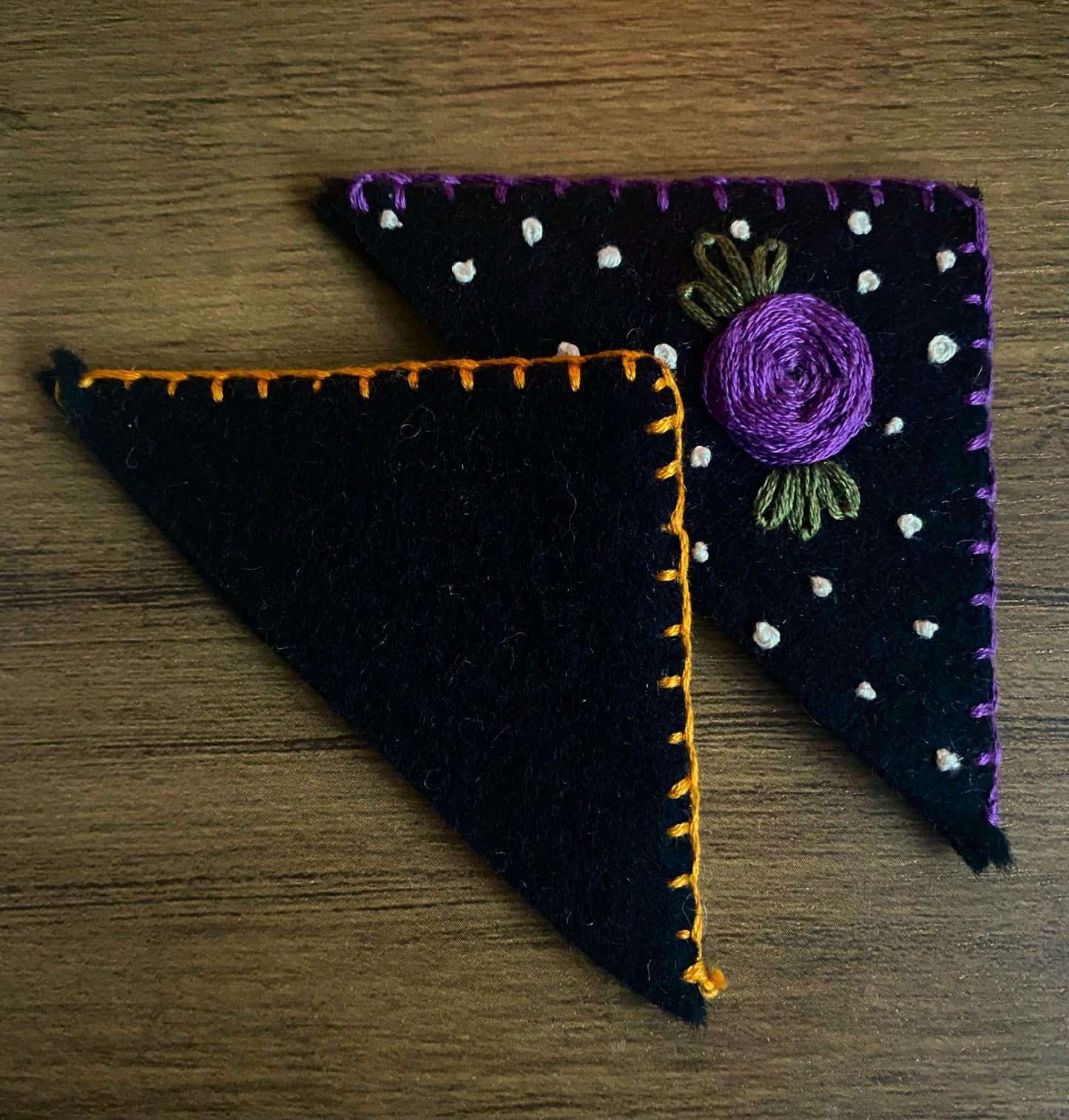 Hand Embroidered Bookmark - Black (Plain)