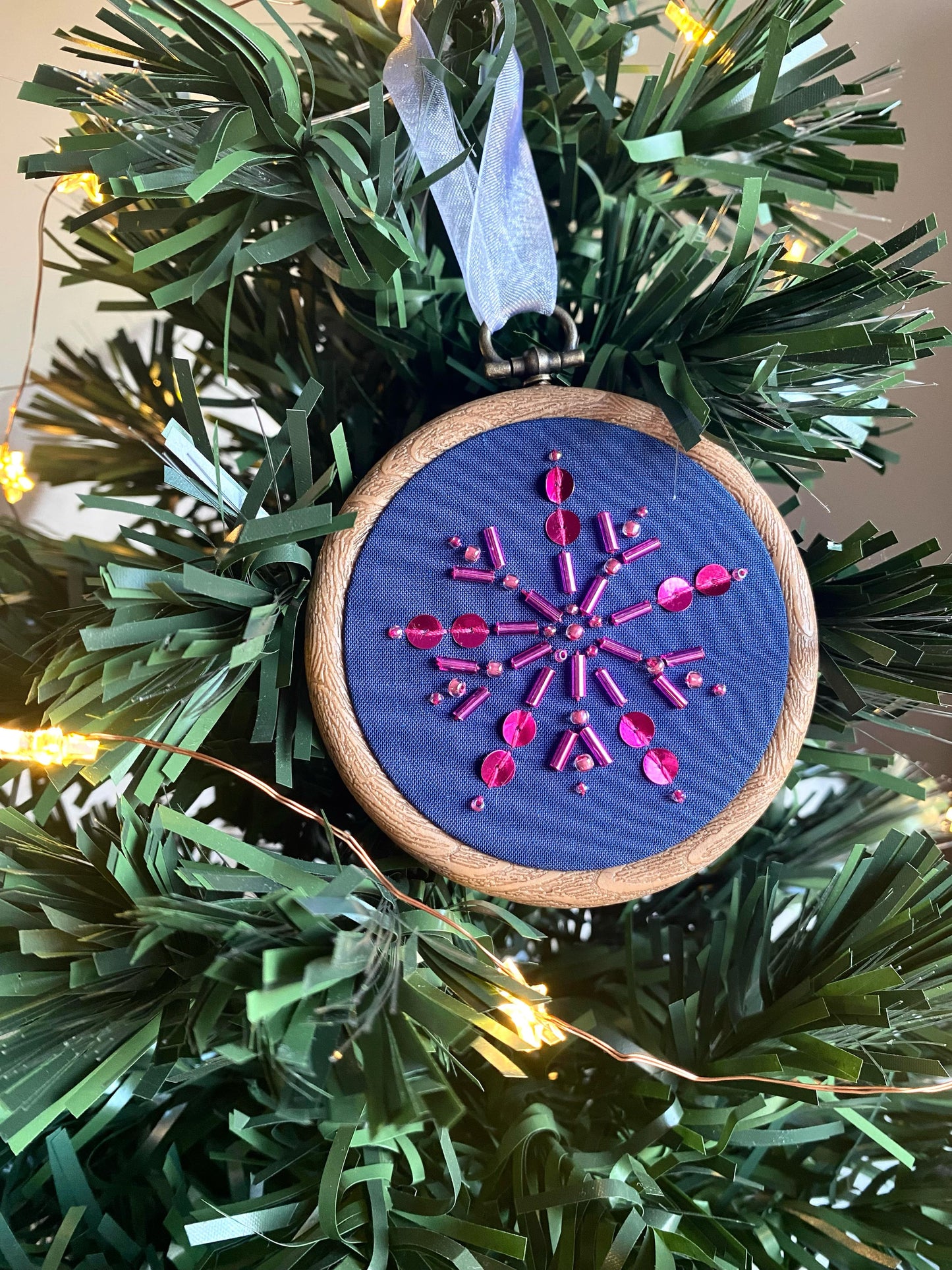 Snowflake Decoration - Blue & Fuschia