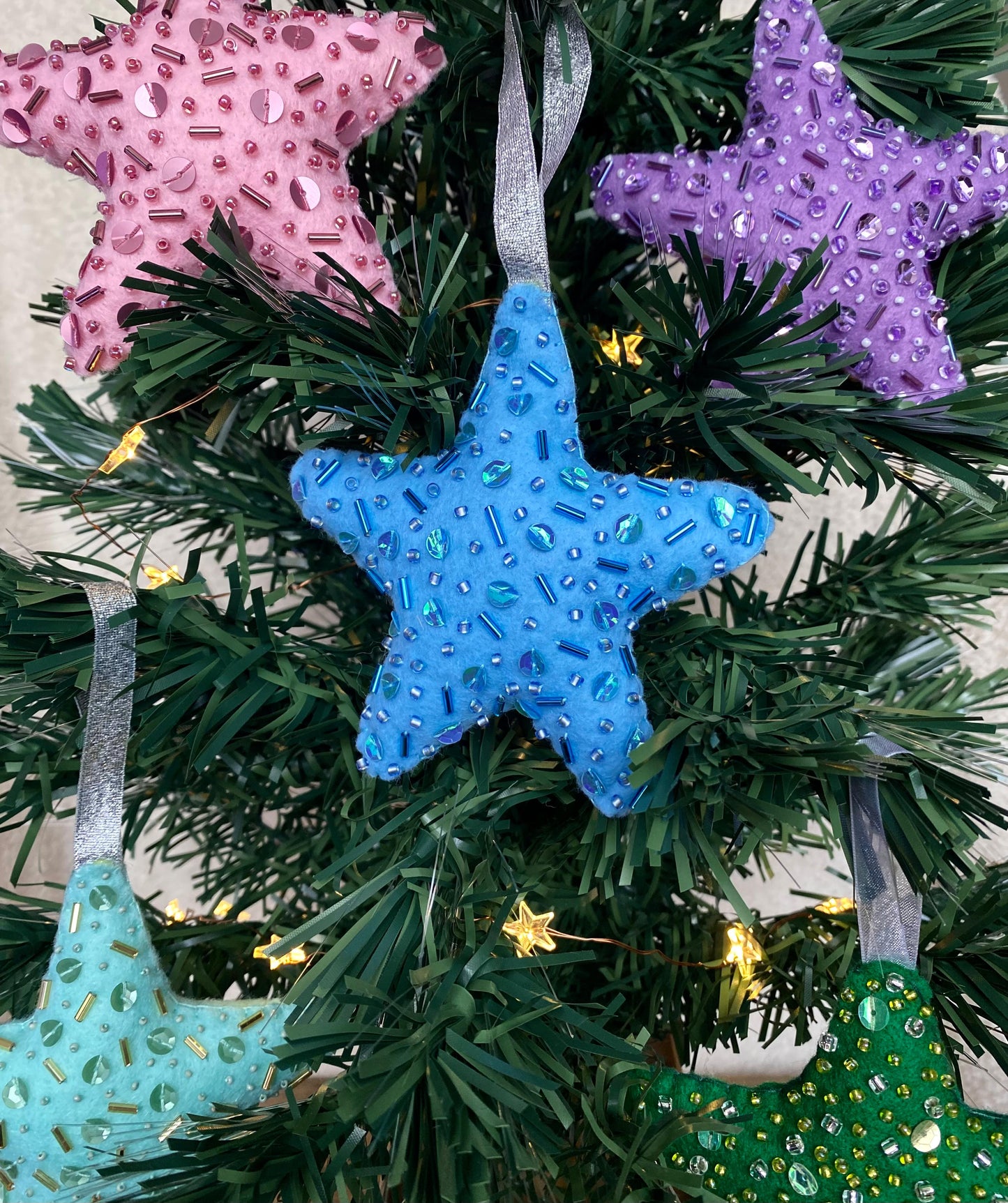 Sparkly Star Decoration - Mint Green