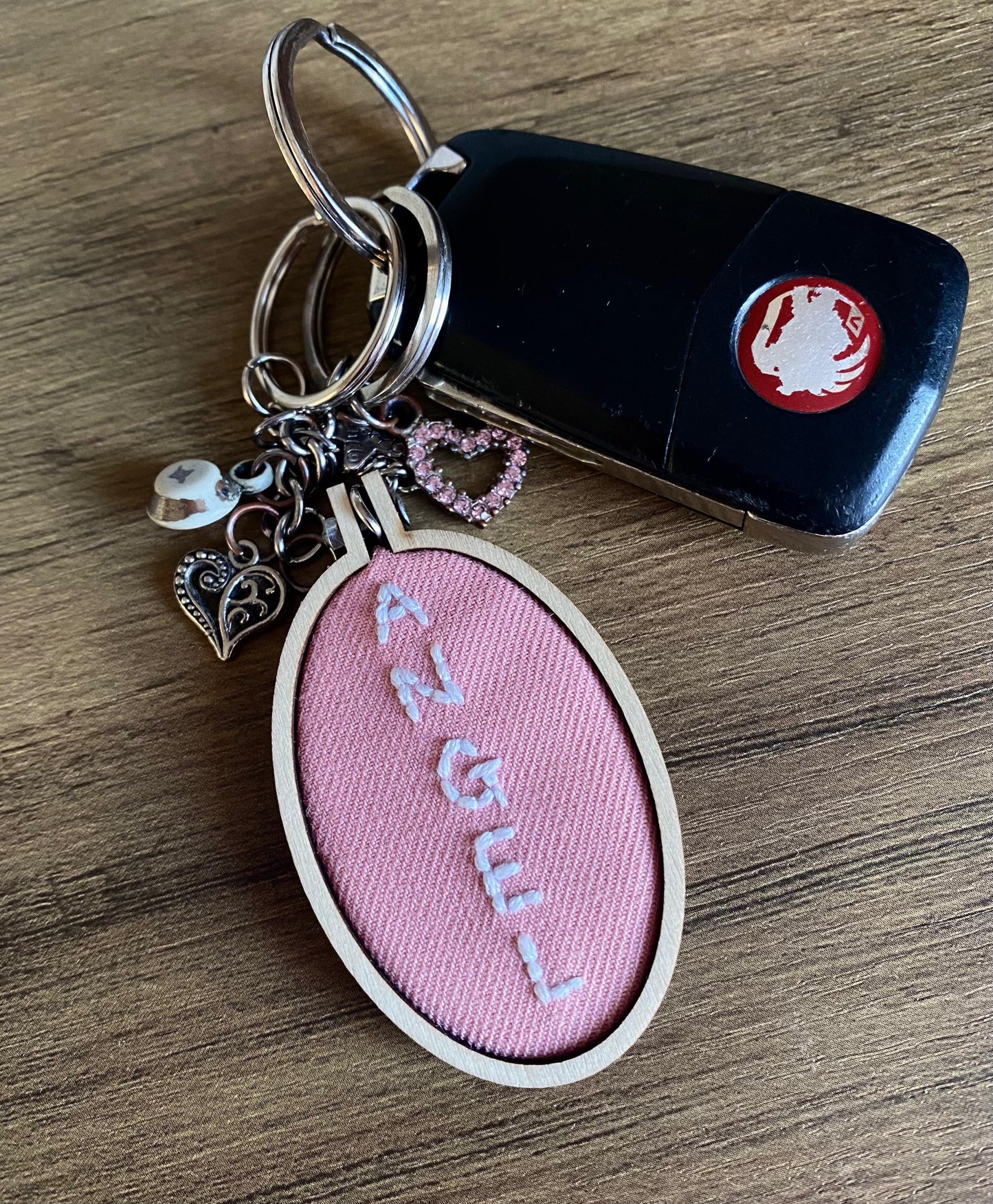 Hand Embroidered Keyring - Angel