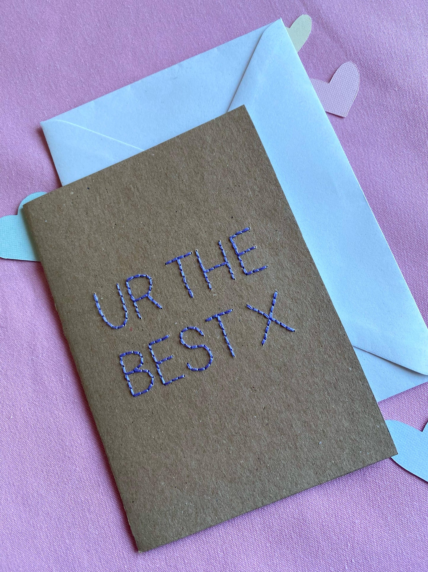 Hand Embroidered Card - Ur The Best - Brown