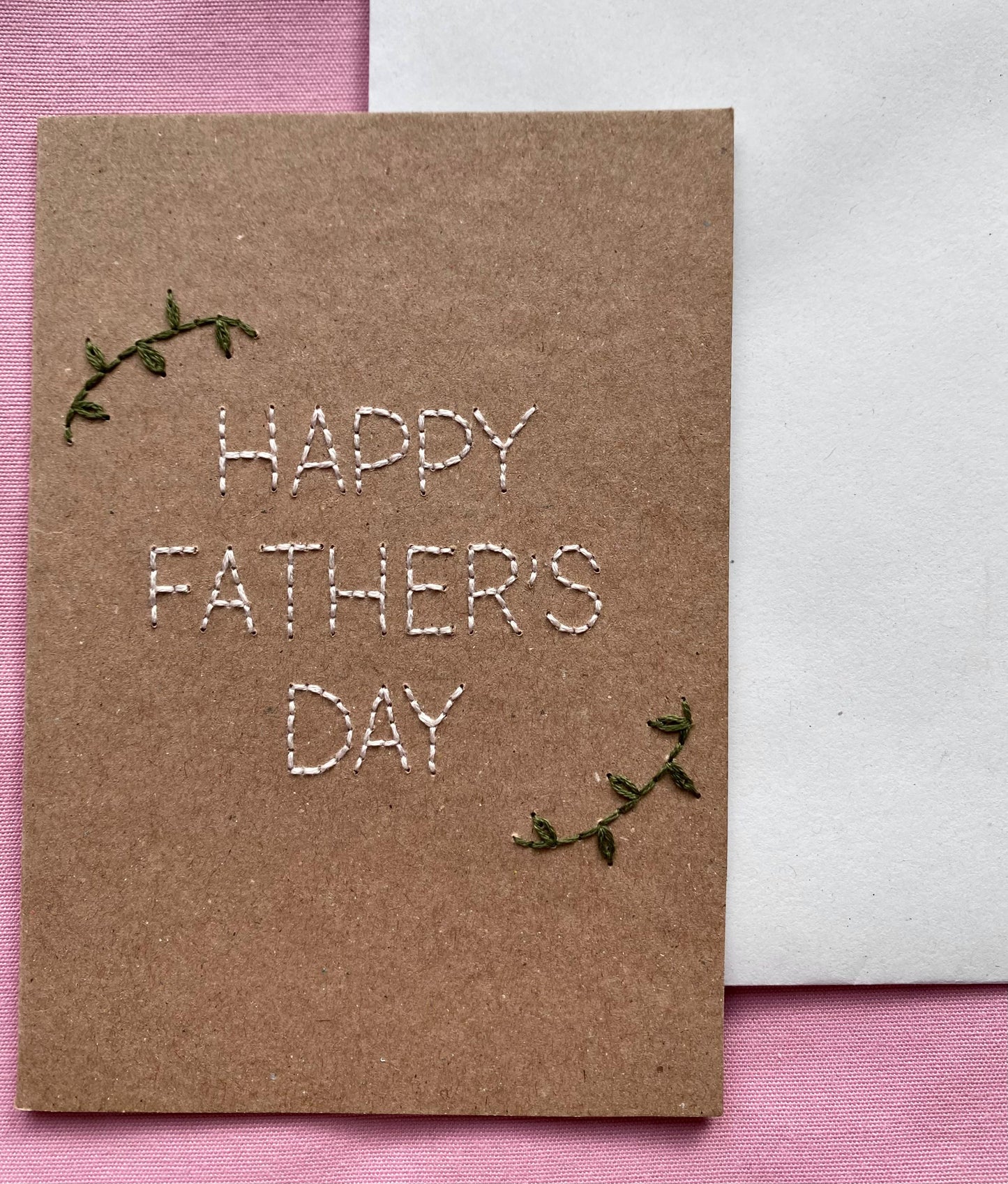Hand Embroidered Card - Happy Father's Day