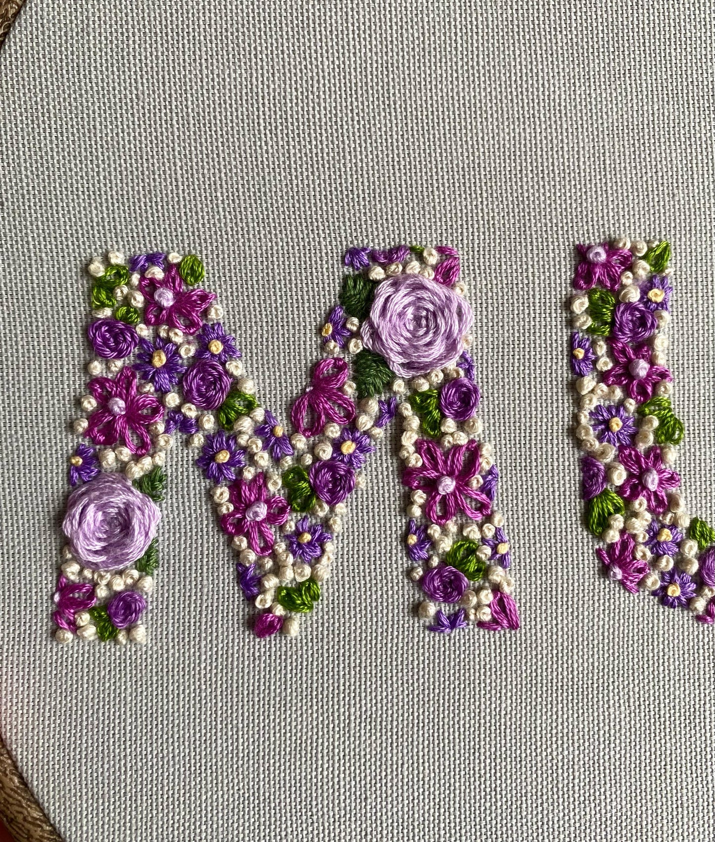 'Mum' Floral Hand Embroidered Wall Hanging