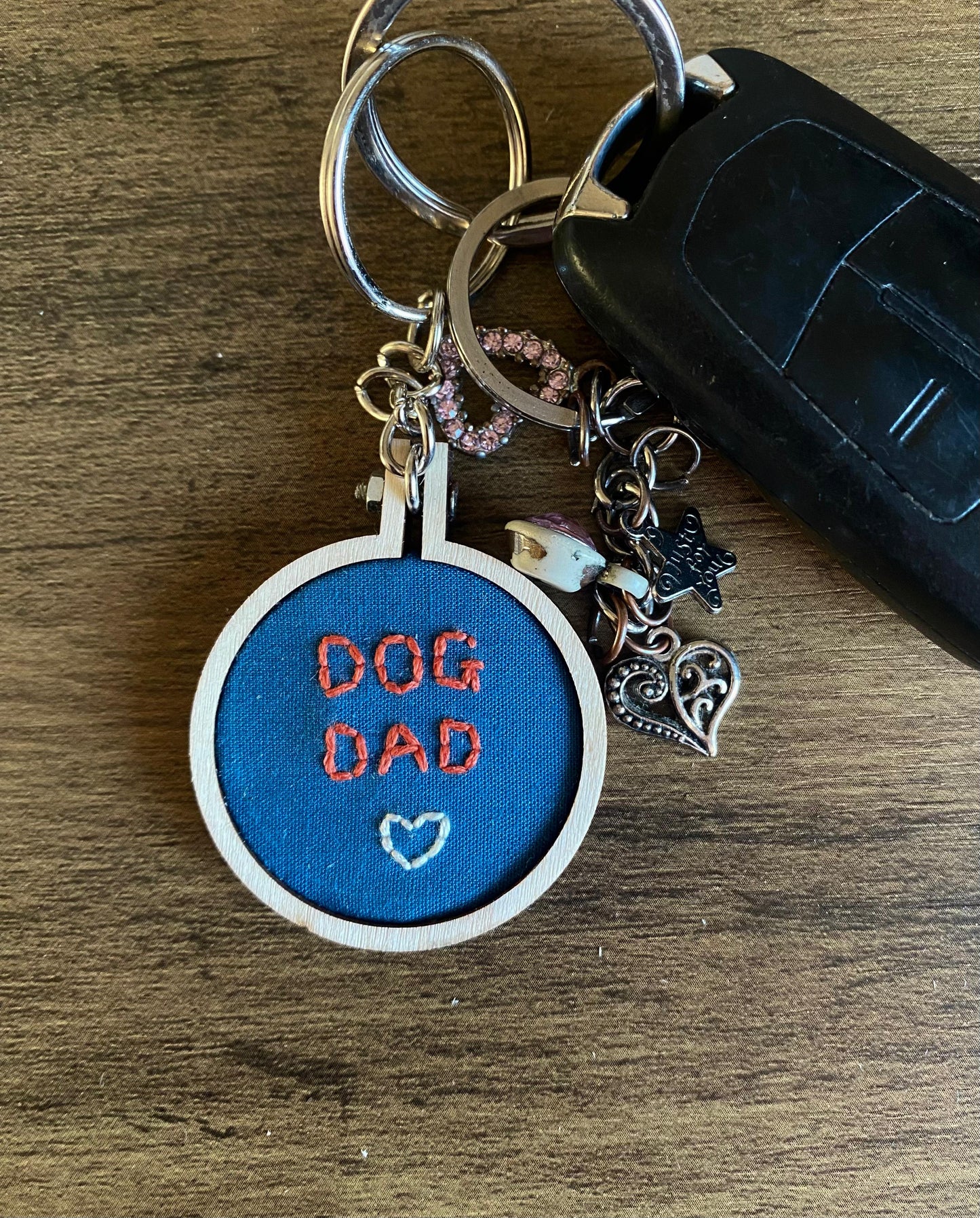 Hand Embroidered Keyring - Dog Dad
