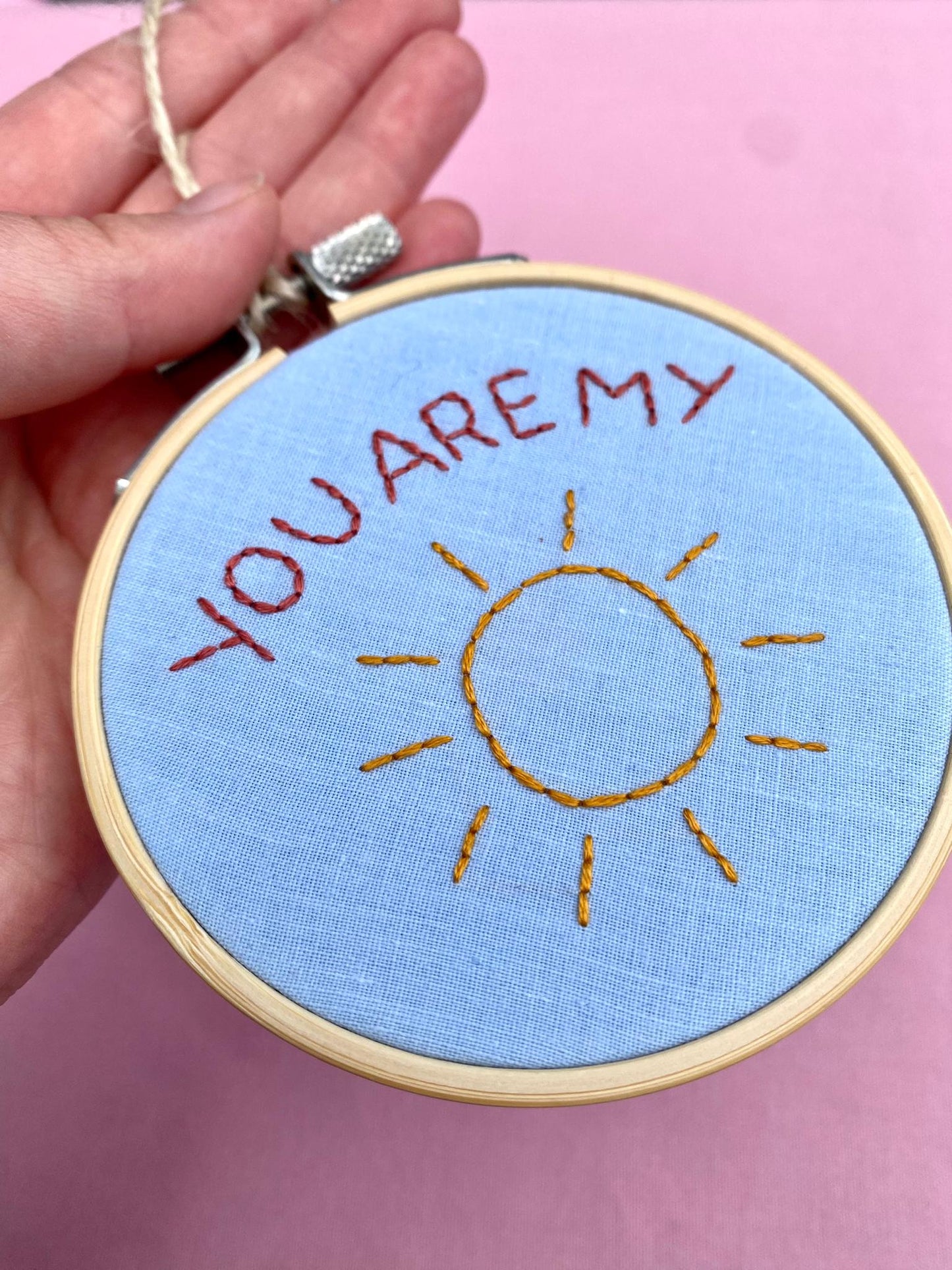 'You Are My Sunshine' Hand Embroidered Mini Wall Hanging