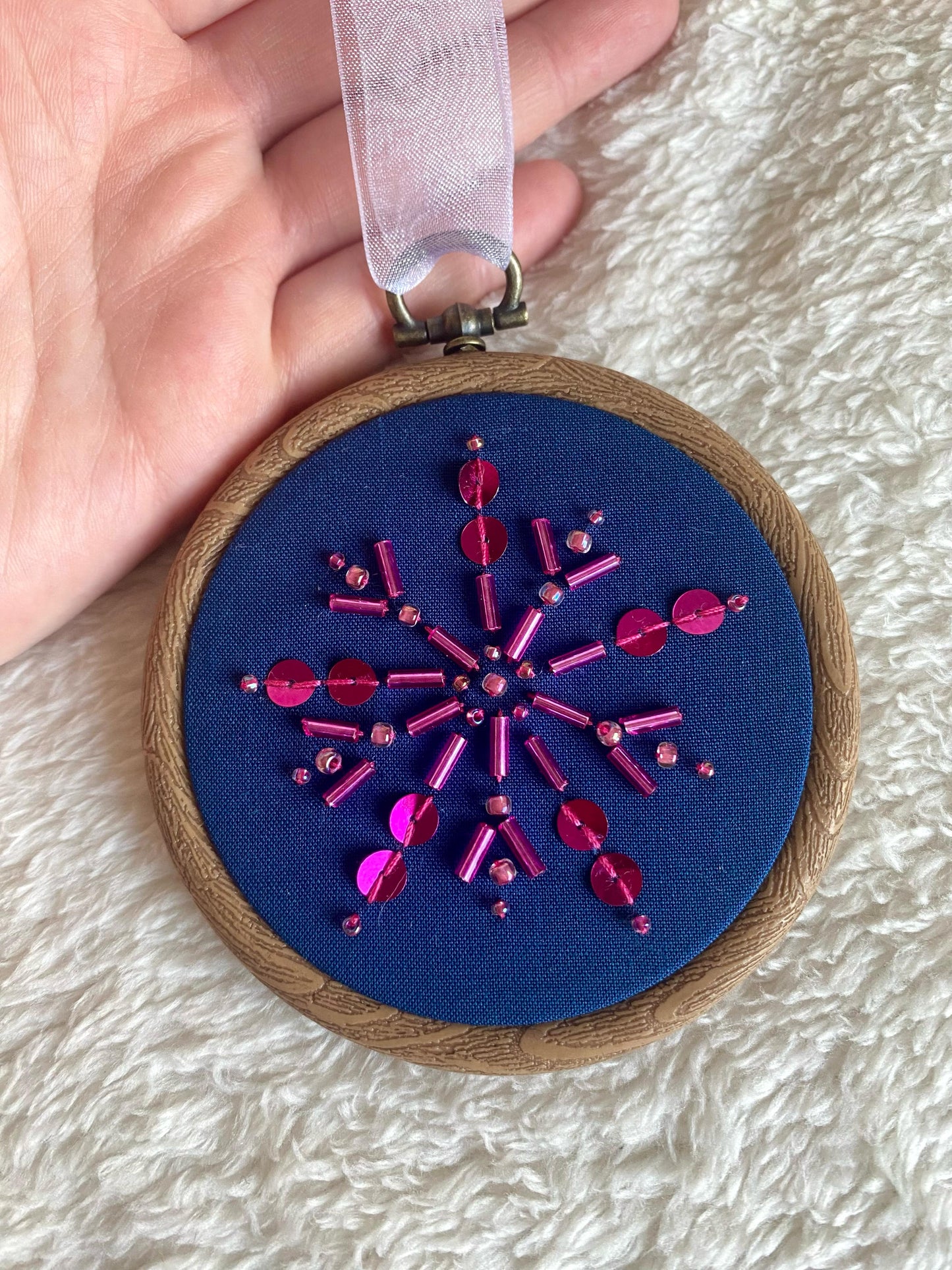 Snowflake Decoration - Blue & Fuschia