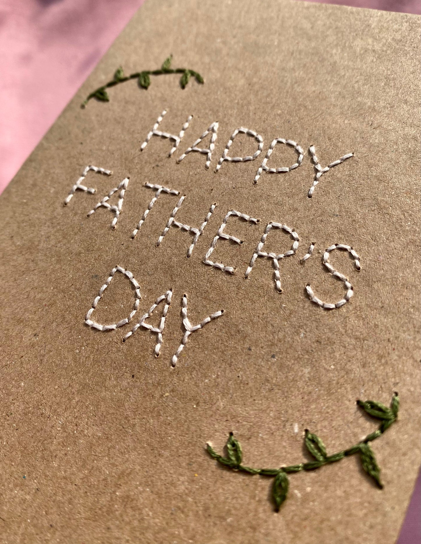 Hand Embroidered Card - Happy Father's Day