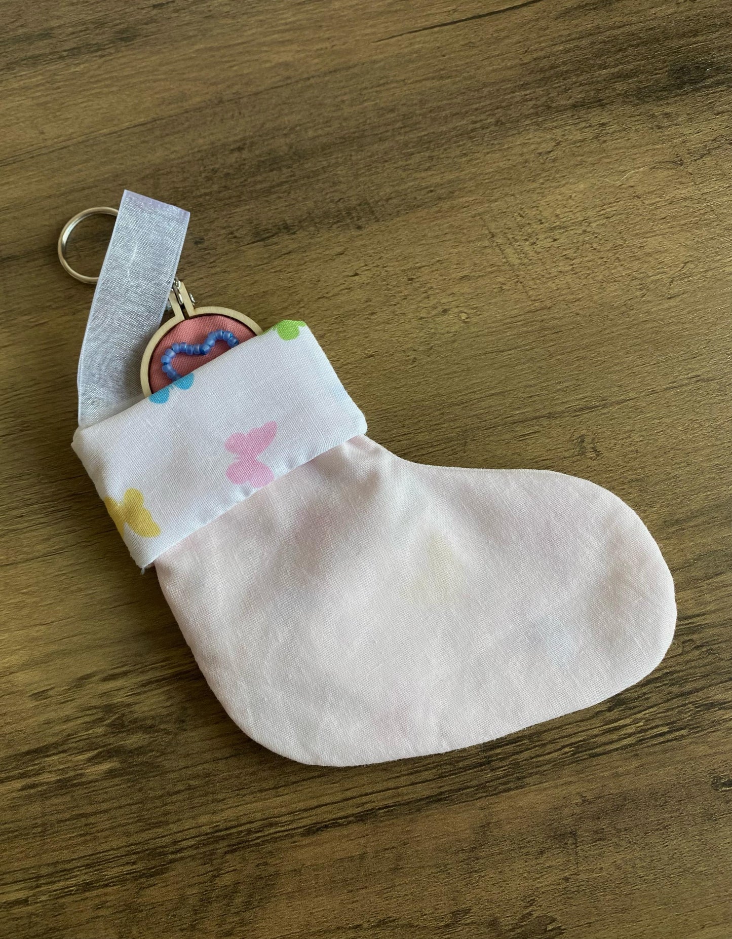 Mini Stocking - Pale Pink & Butterfly