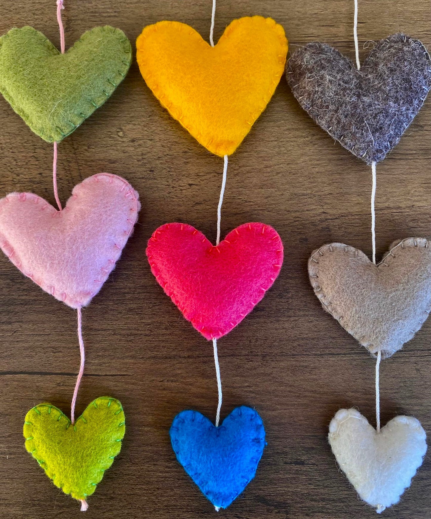 Hearts Hanging Decoration - Bright