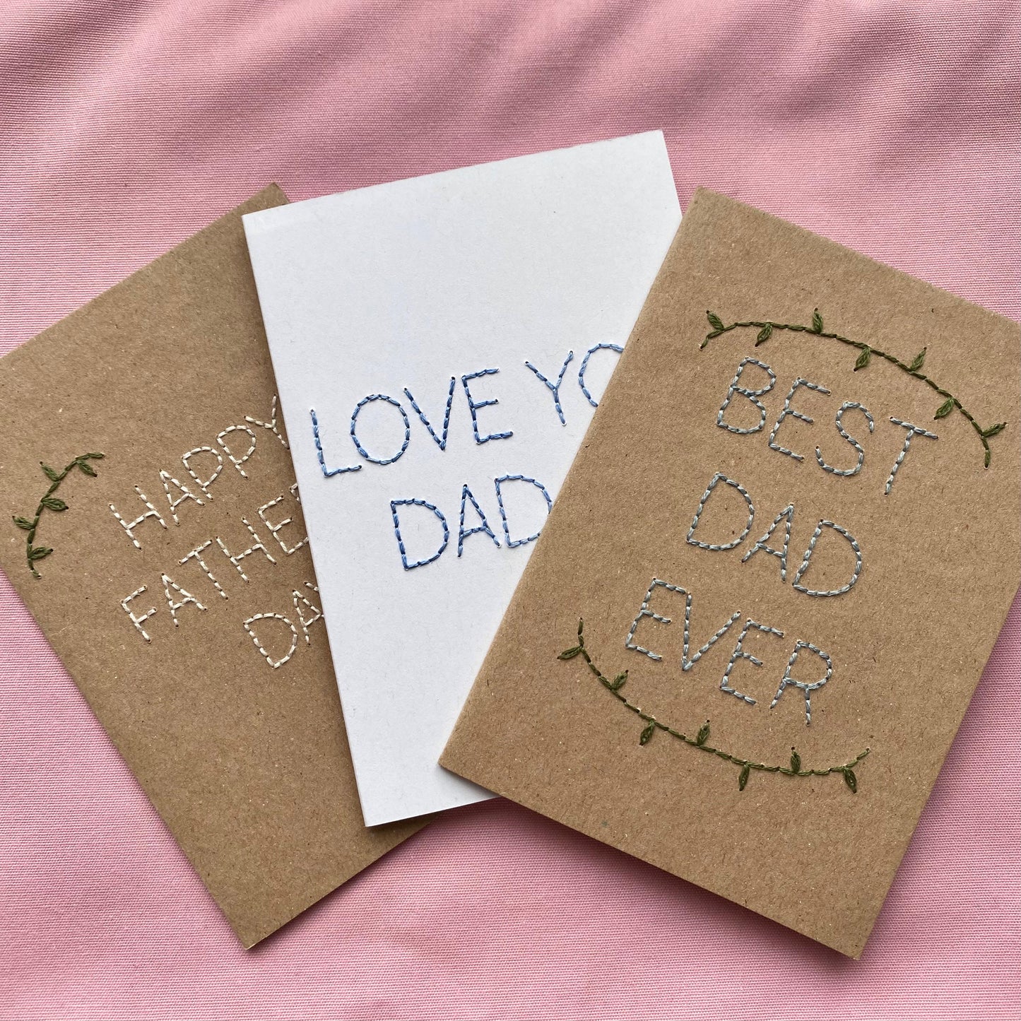 Hand Embroidered Card - Happy Father's Day