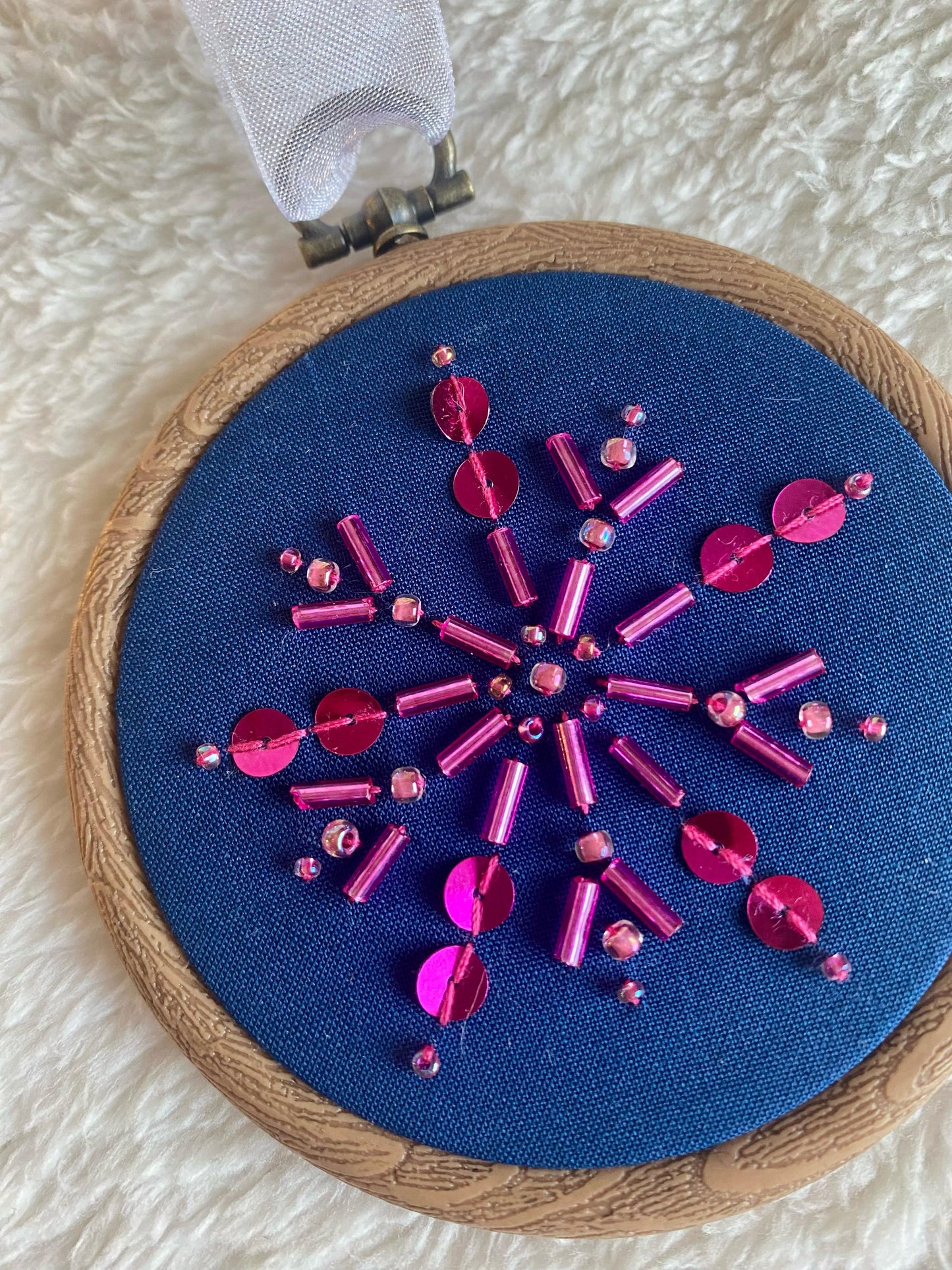 Snowflake Decoration - Blue & Fuschia