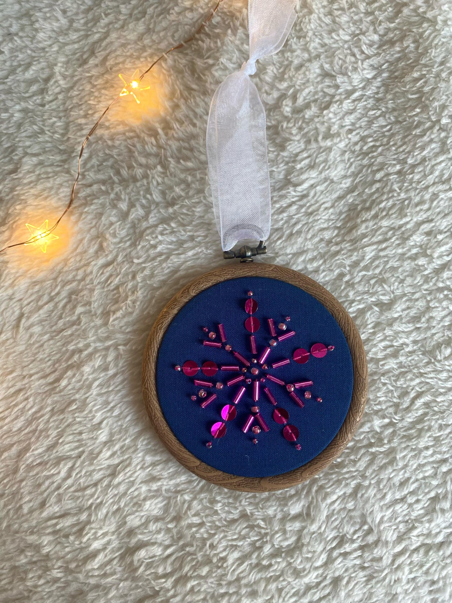 Snowflake Decoration - Blue & Fuschia