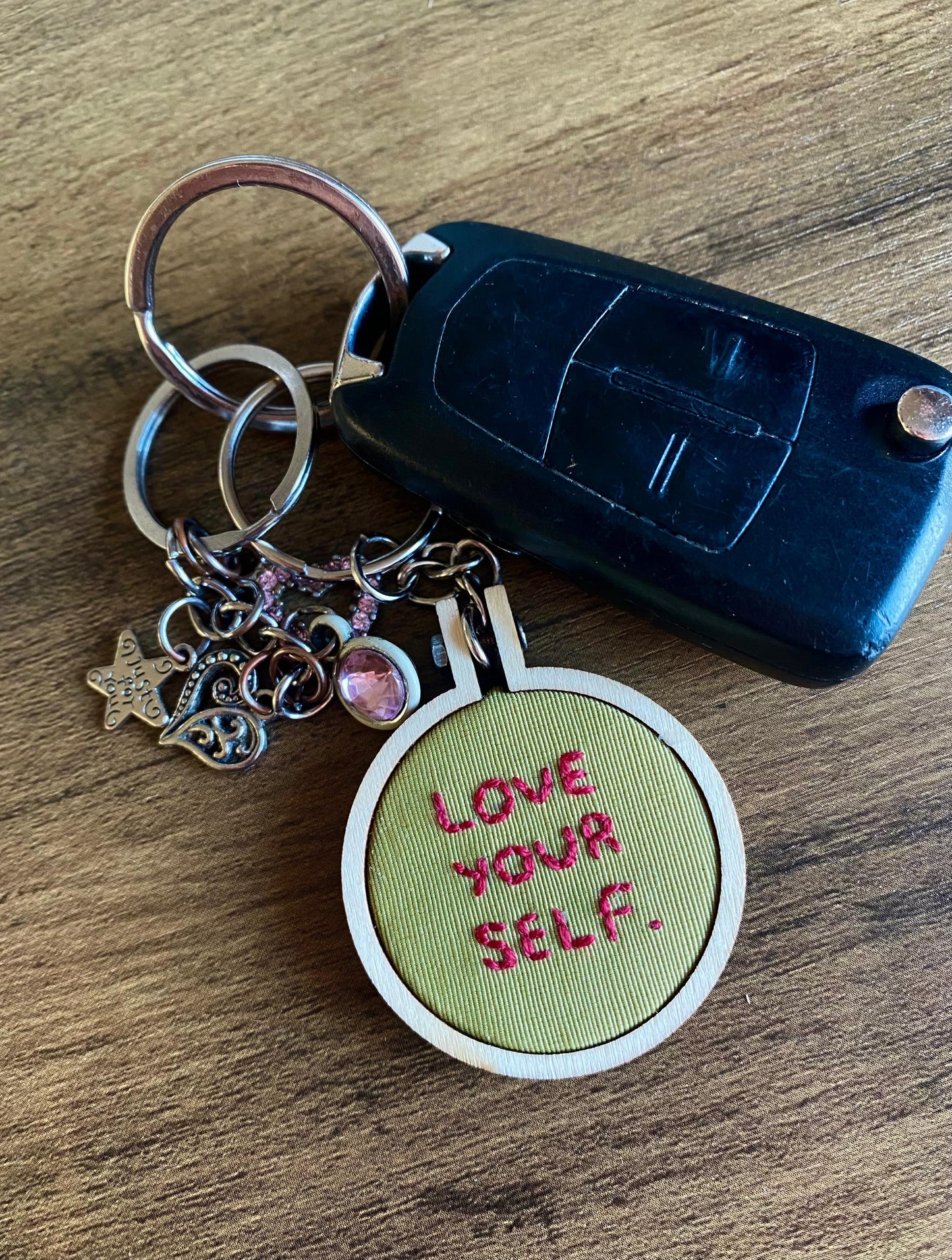 Hand Embroidered Keyring - Love Yourself