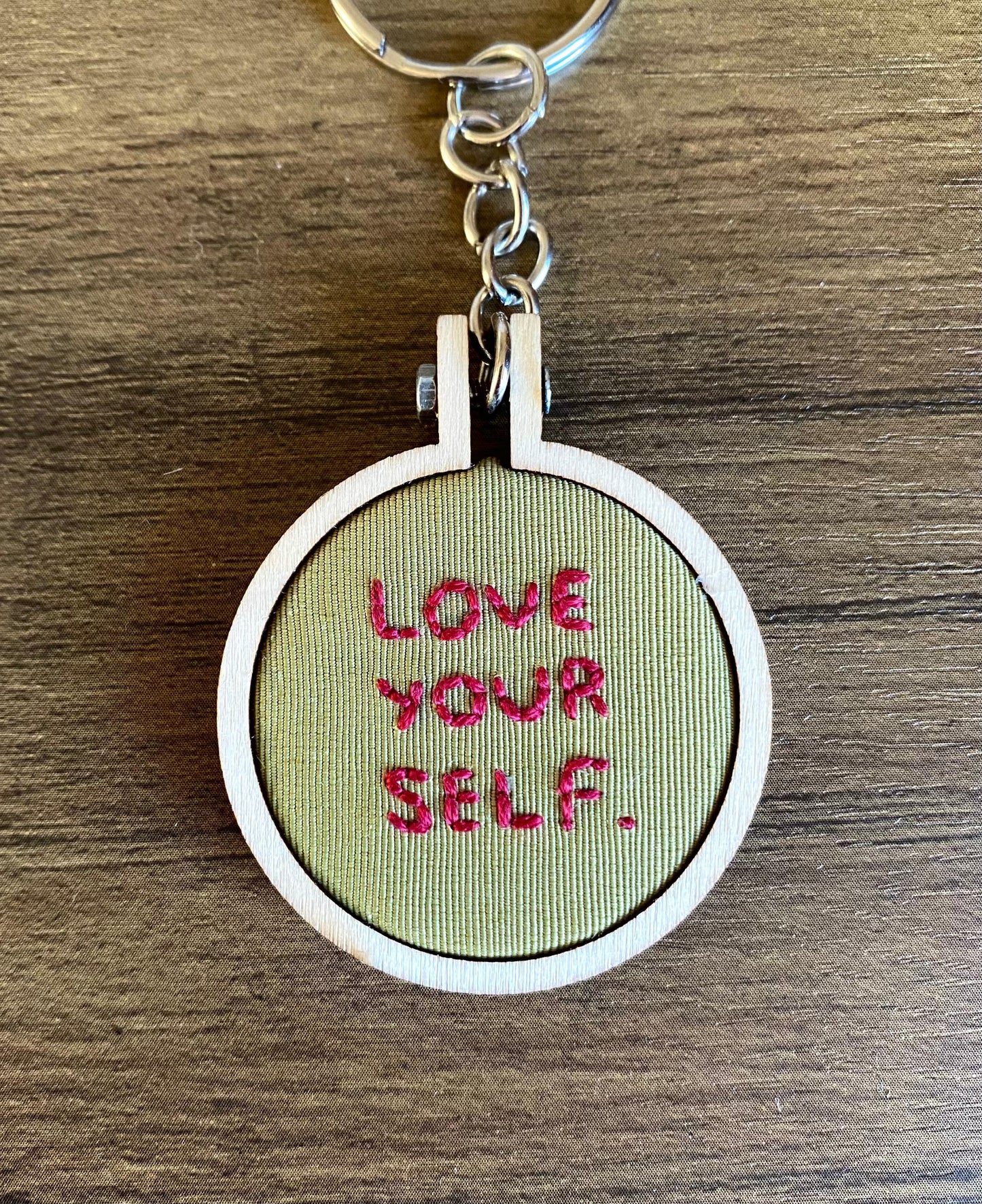 Hand Embroidered Keyring - Love Yourself