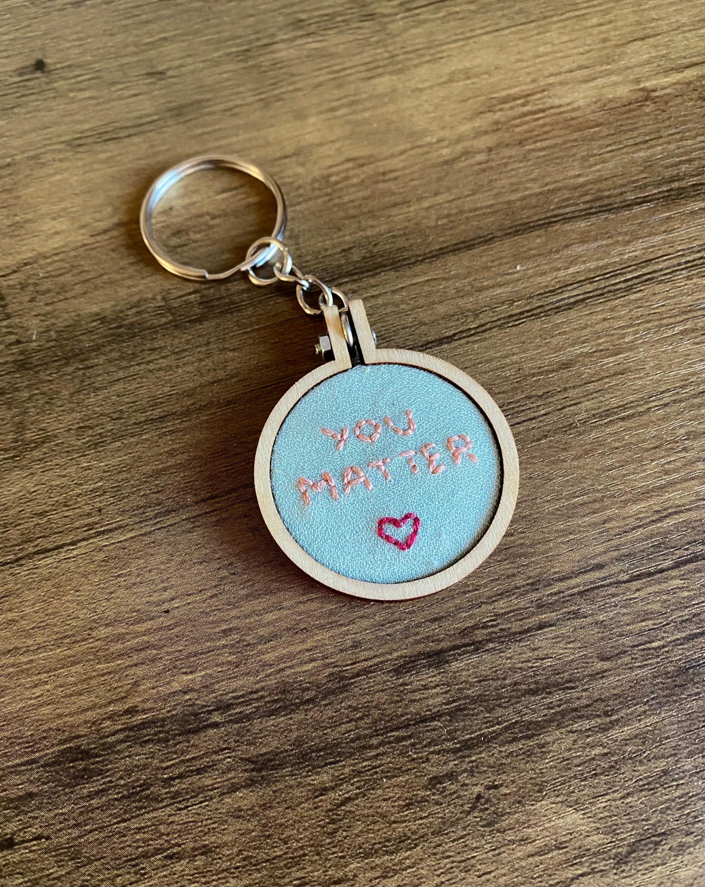 Hand Embroidered Keyring - You Matter