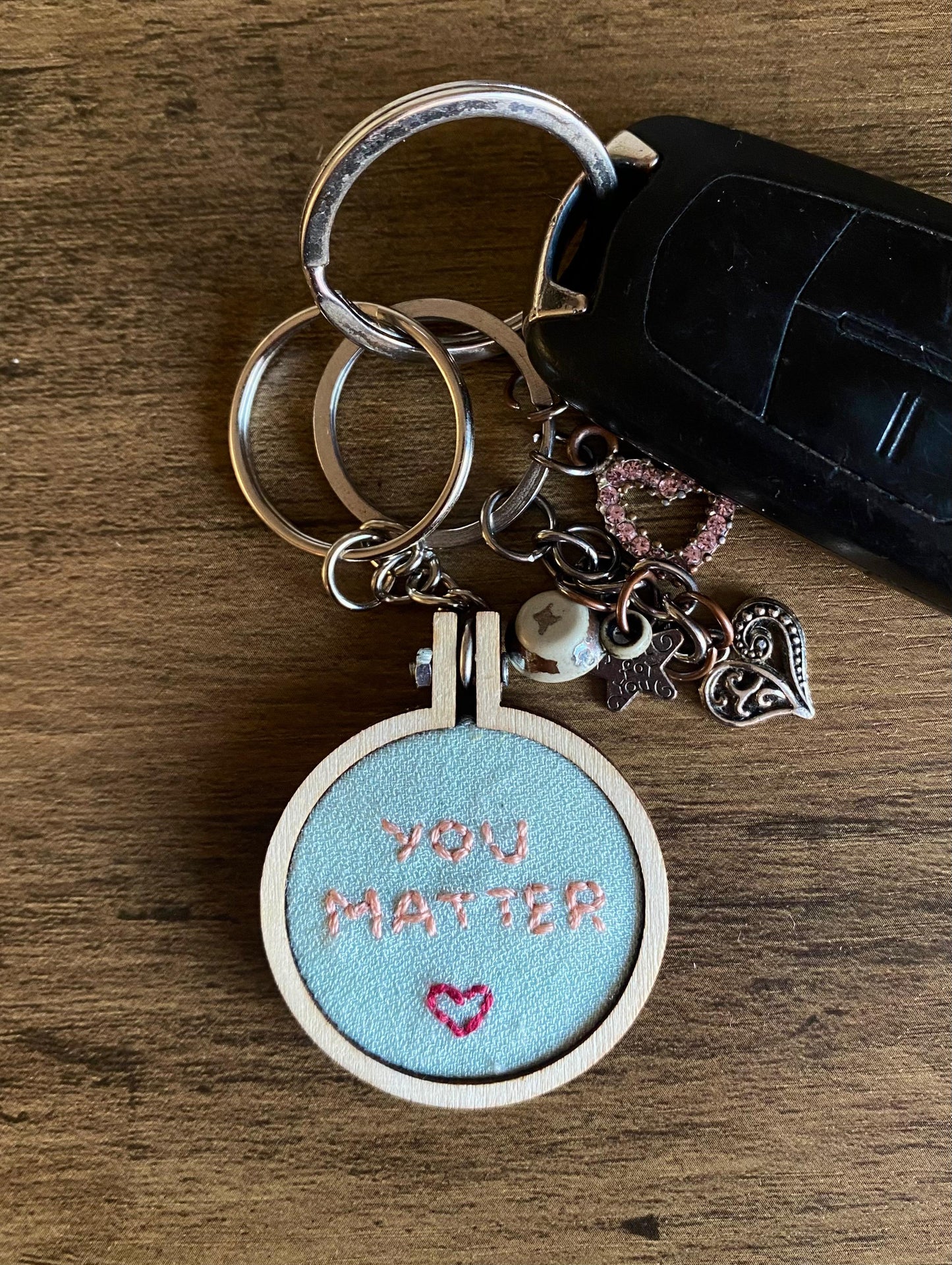 Hand Embroidered Keyring - You Matter