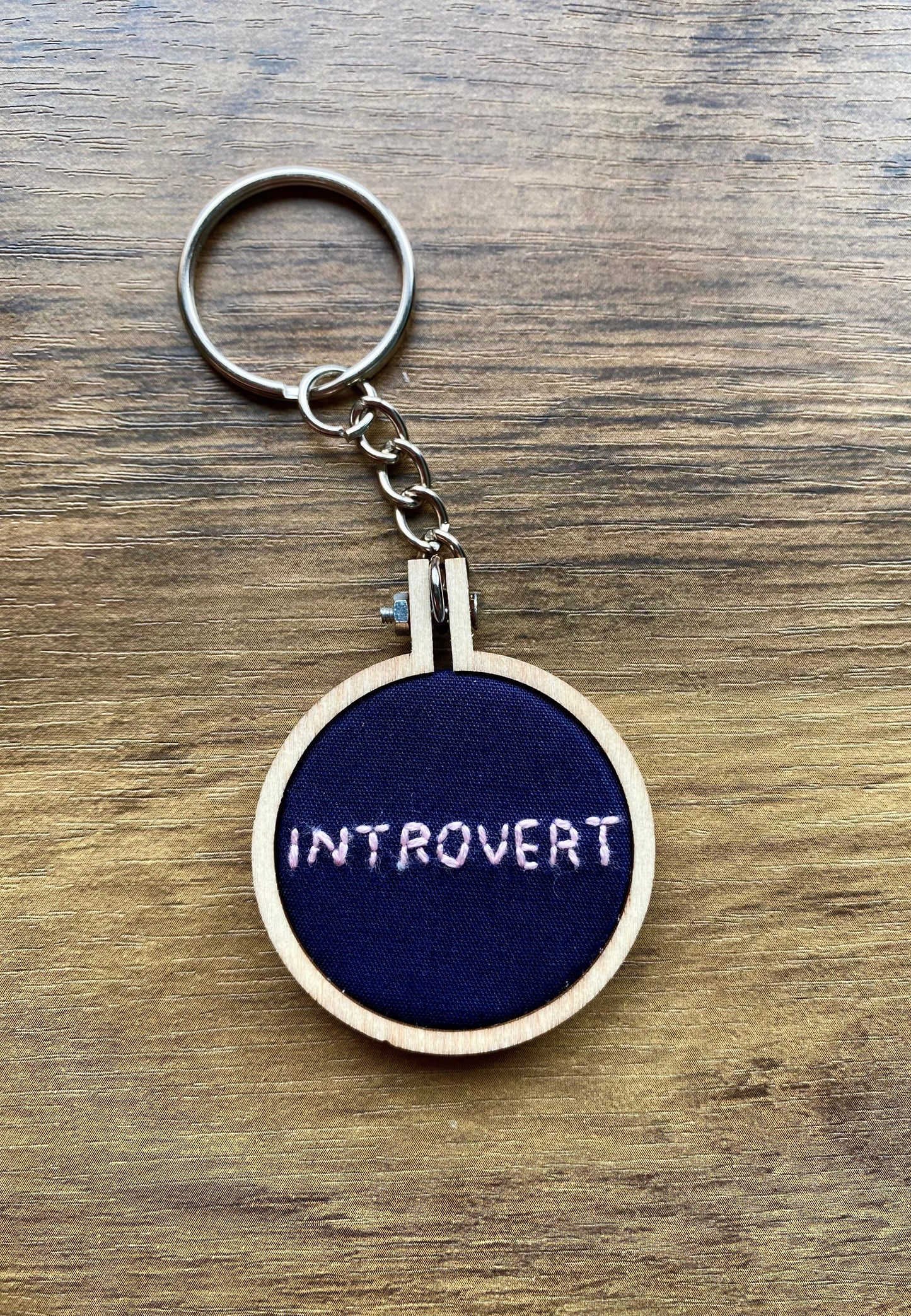 Hand Embroidered Keyring - Introvert