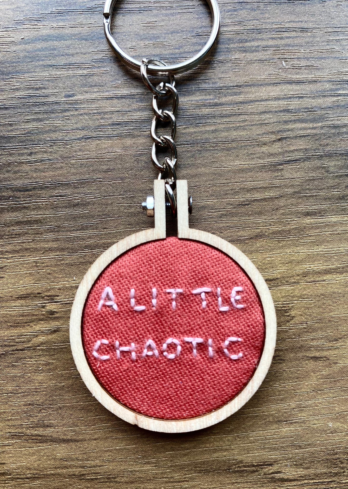 Hand Embroidered Keyring - A Little Chaotic