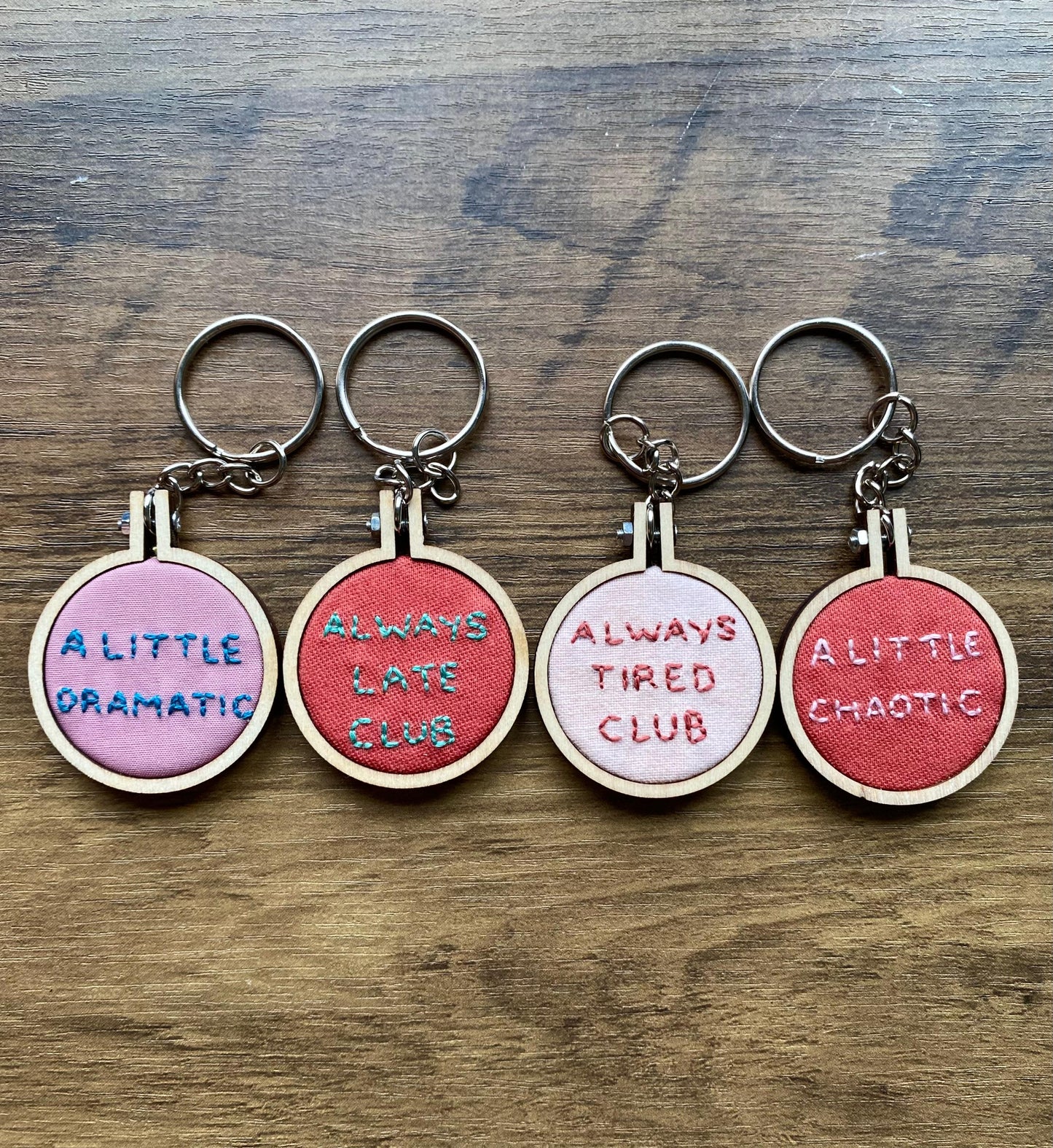 Hand Embroidered Keyring - A Little Dramatic