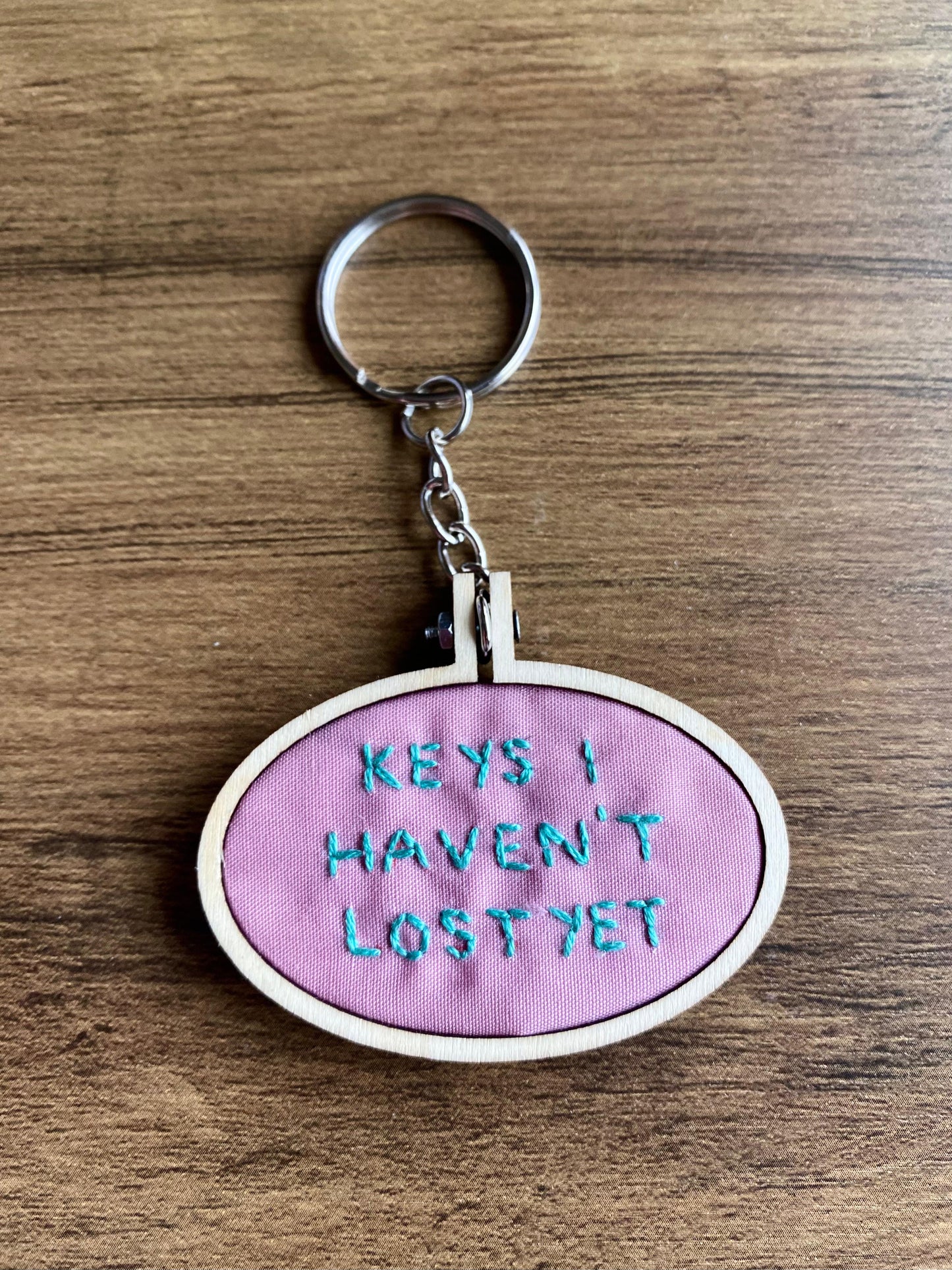 Hand Embroidered Keyring - Keys I Haven't Lost Yet