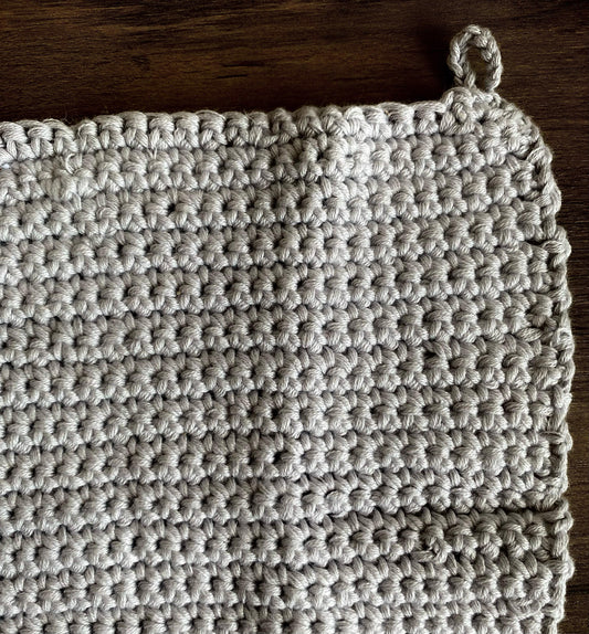 Hand Crocheted Dishcloth - Grey