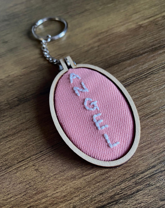 Hand Embroidered Keyring - Angel