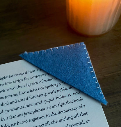 Hand Embroidered Bookmark - Blue (Plain)