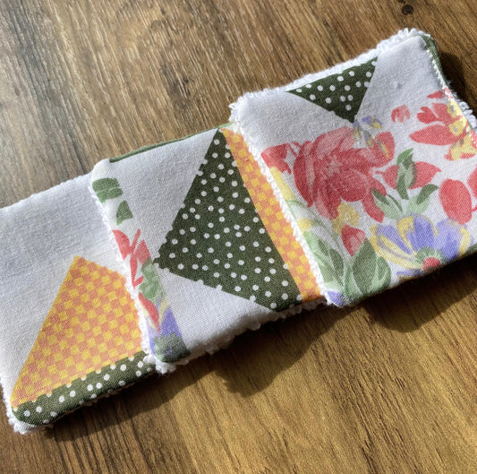 Geometric - Up-Cycled Fabric Reusable Cleansing Pads - Pack of 3 or 6