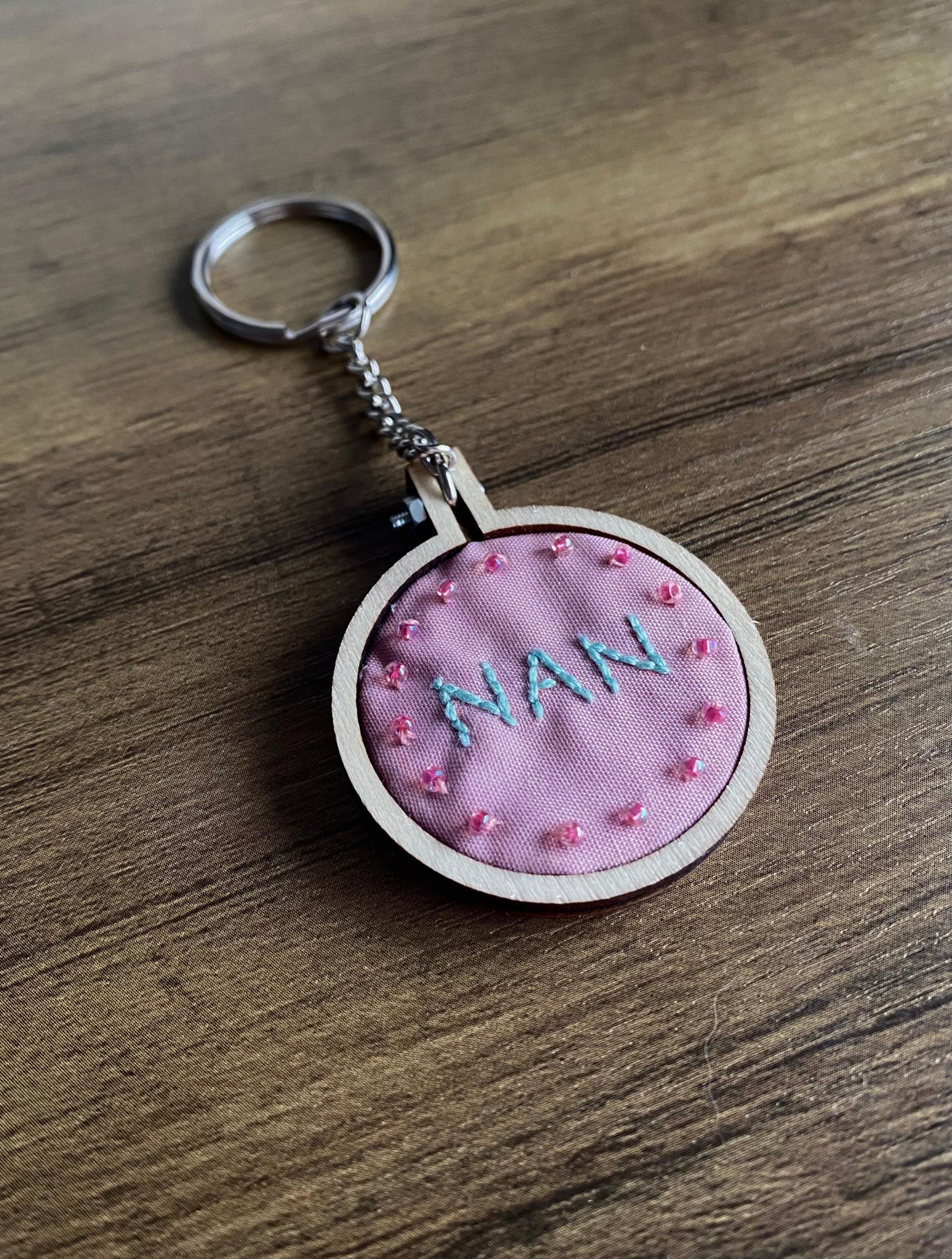 Hand Embroidered Keyring - Nan